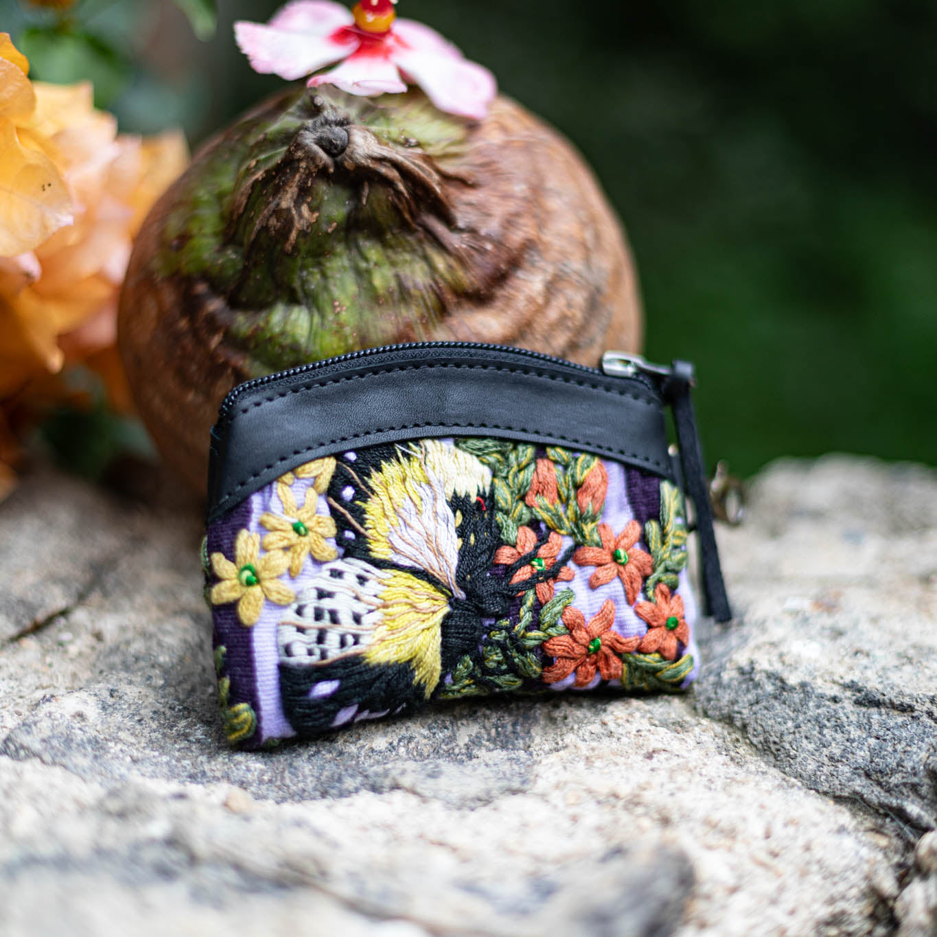 COIN PURSE - OOAK HUIPIL - BLACK - NO. 17490