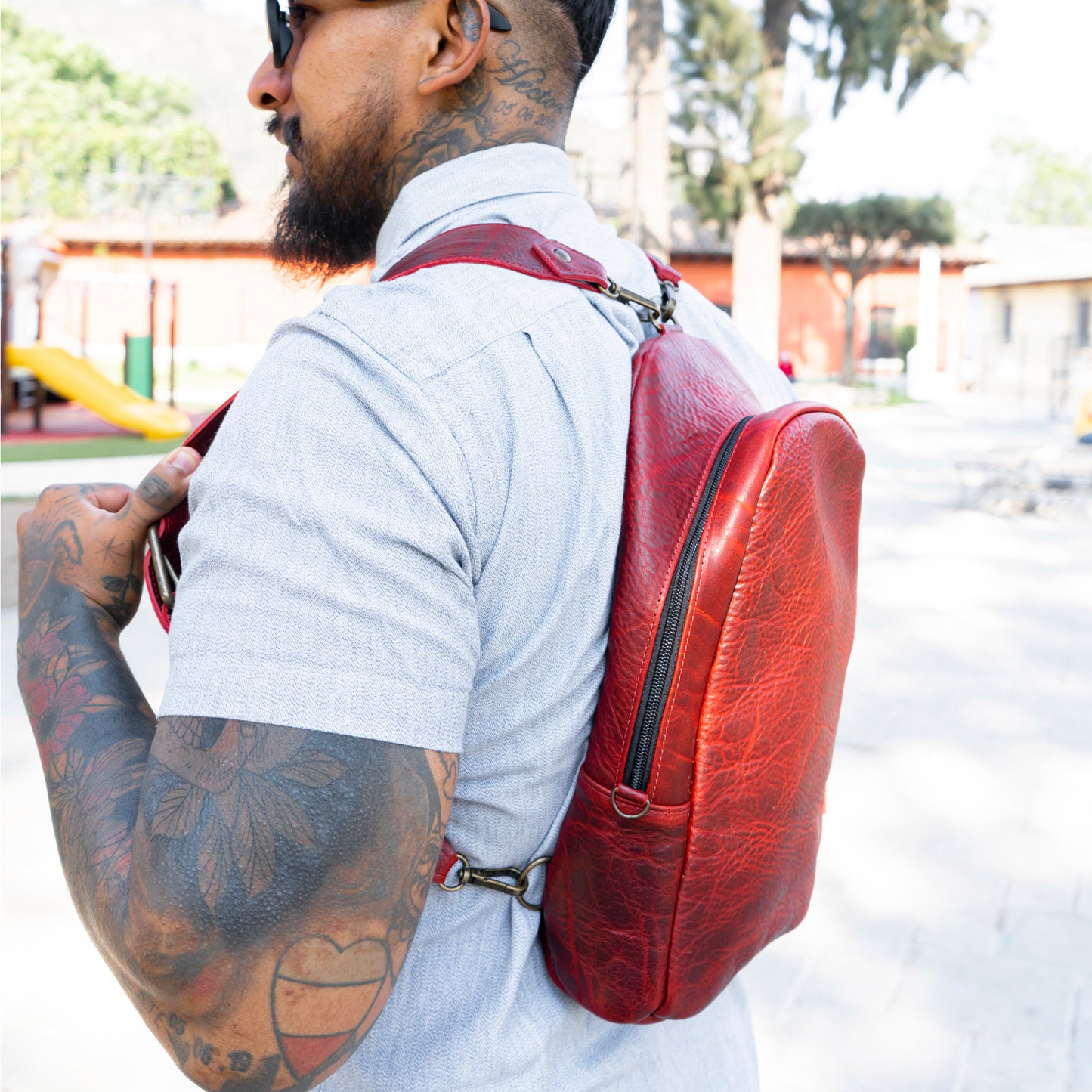 CROSSBODY SLING 2.0 - LARGE - FULL LEATHER - SAFFRON
