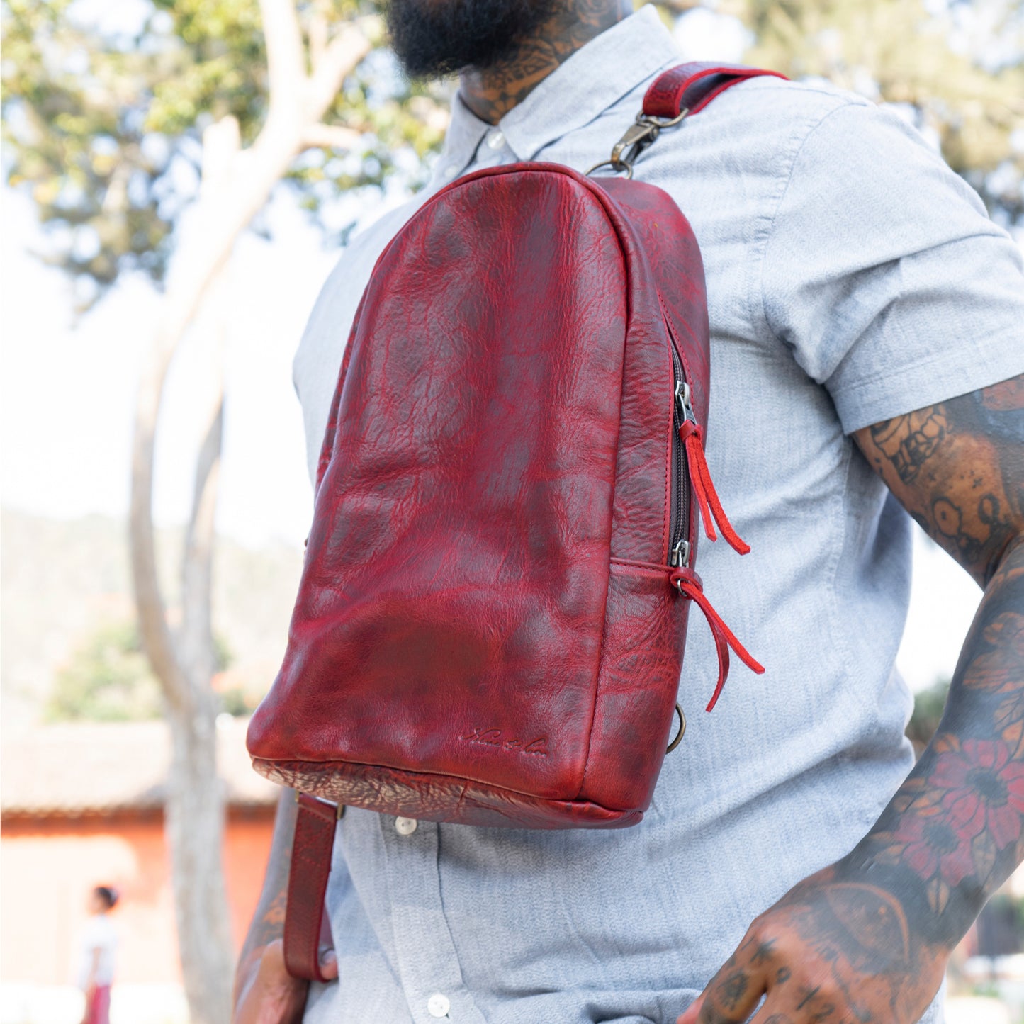 CROSSBODY SLING 2.0 - LARGE - FULL LEATHER - SAFFRON