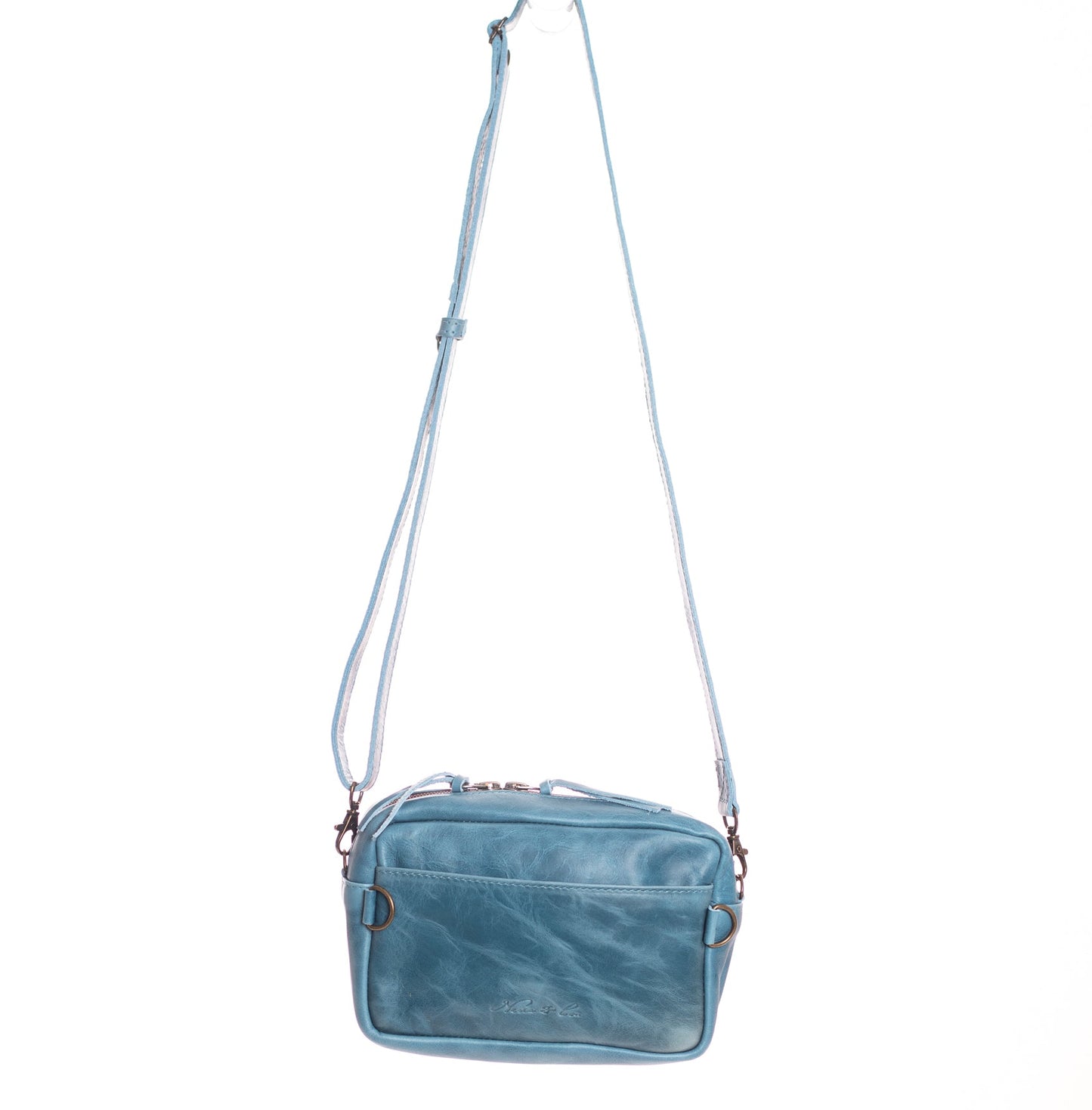 WANDER CROSSBODY BAG - FULL LEATHER - CERULEAN