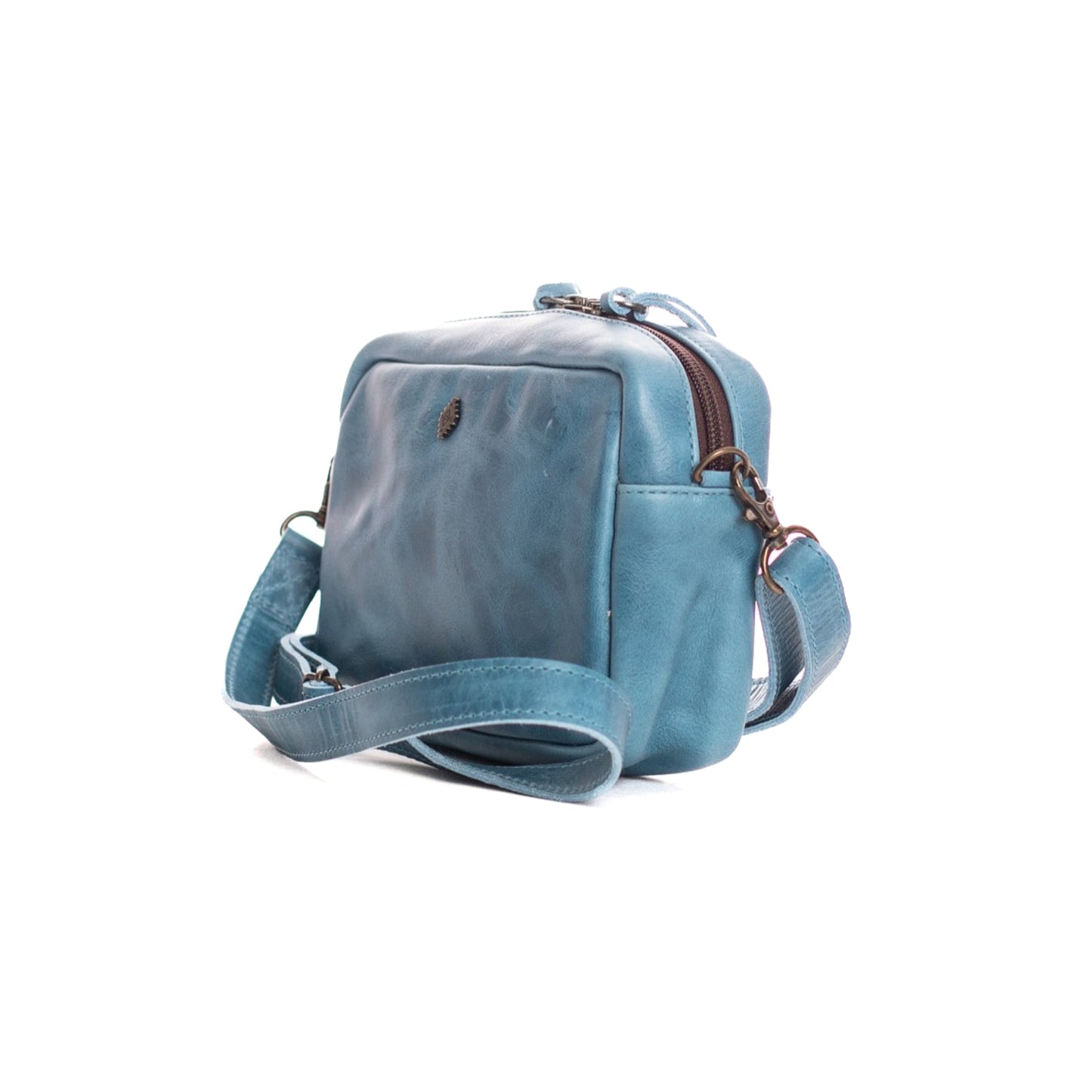 WANDER CROSSBODY BAG - FULL LEATHER - CERULEAN