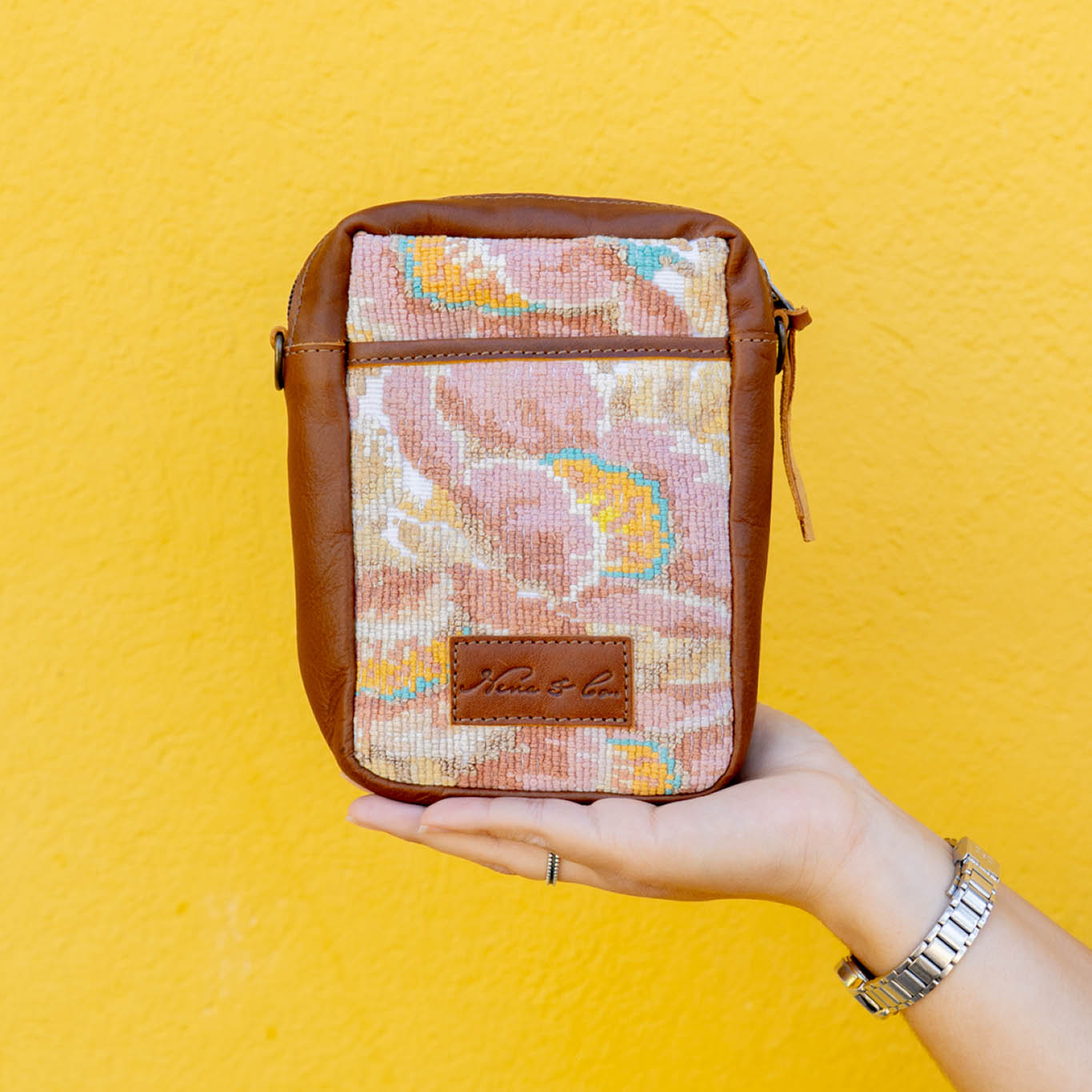 CROSSBODY TRAVEL BAG - OOAK HUIPIL - CAFE - NO. 13995