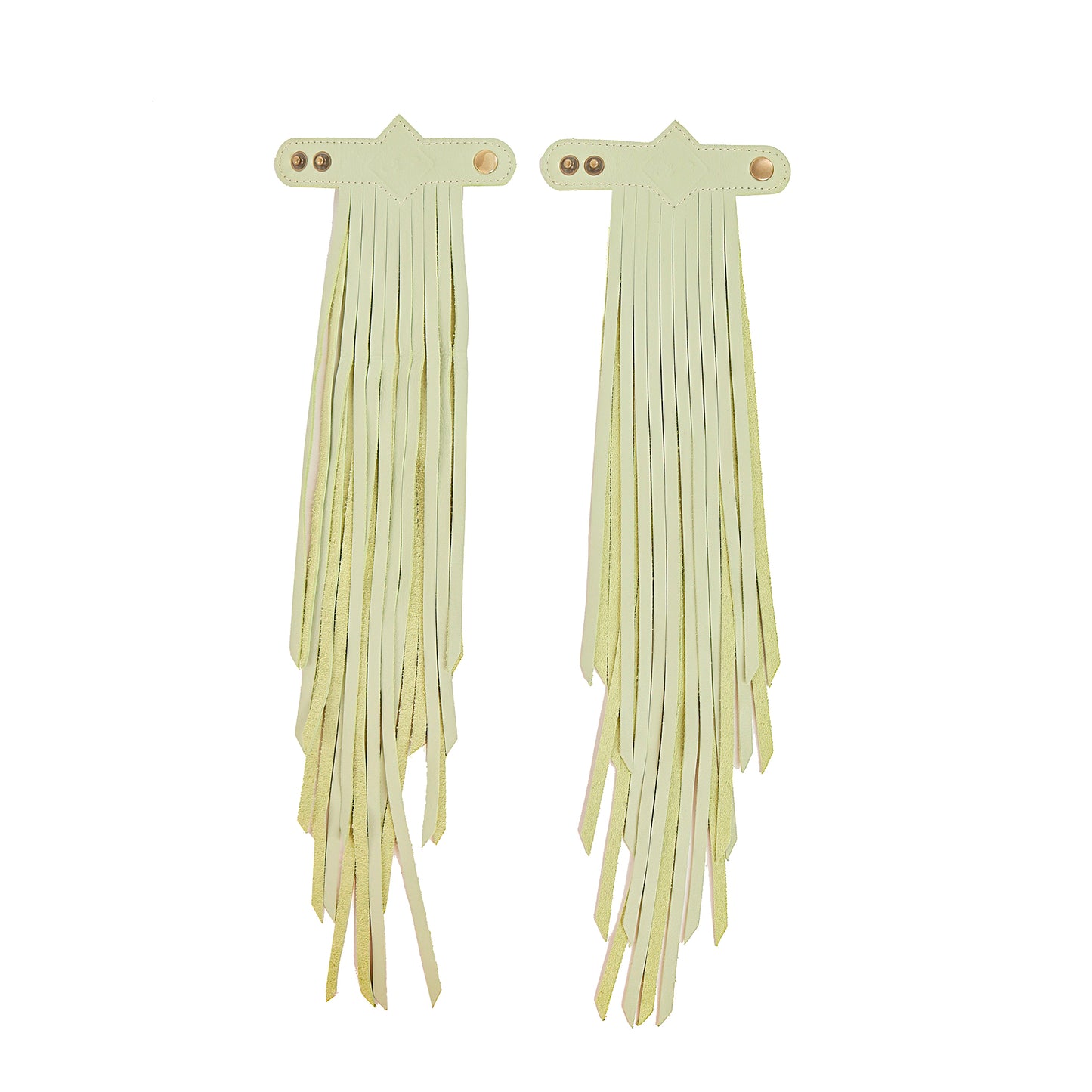 DIAMANTE FRINGE TASSELS - PISTACHIO LEATHER - SET OF 2