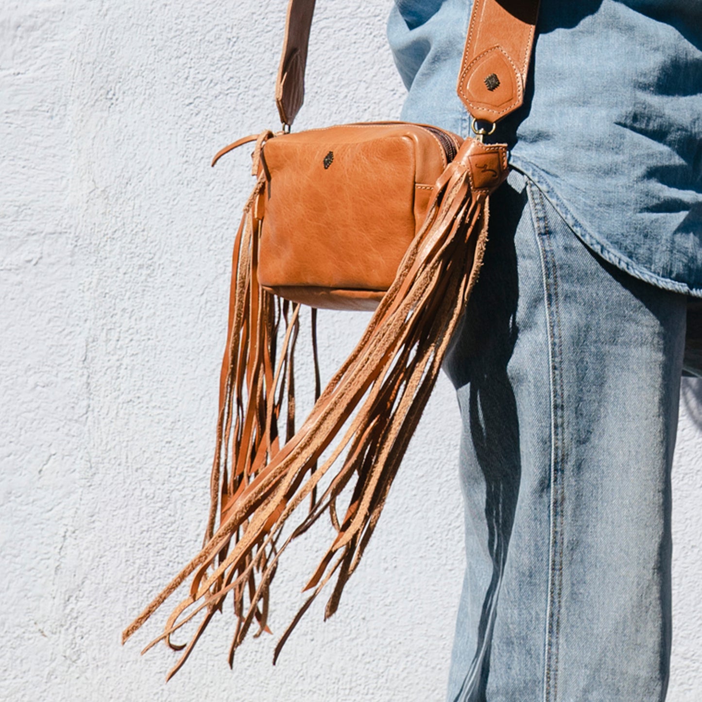 DIAMANTE FRINGE TASSELS - SAND LEATHER - SET OF 2