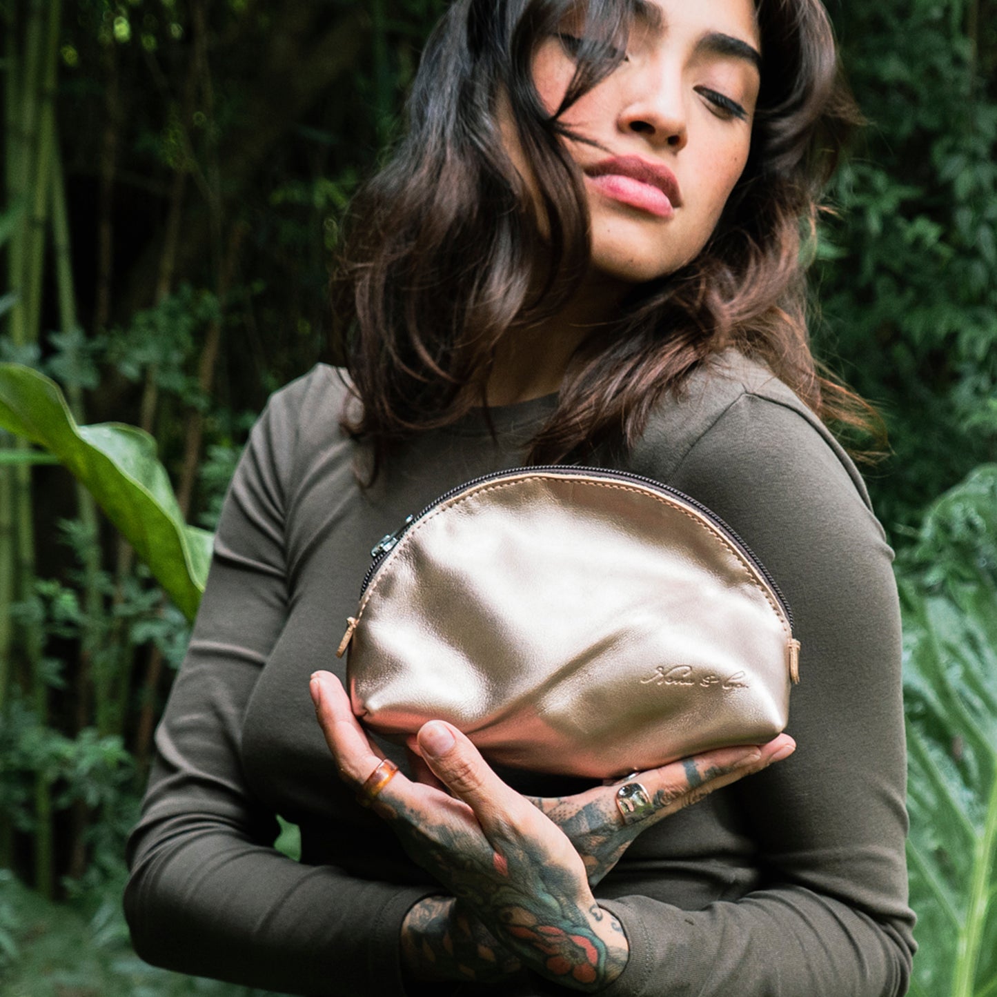 DOME CLUTCH - FULL LEATHER - METALLIC