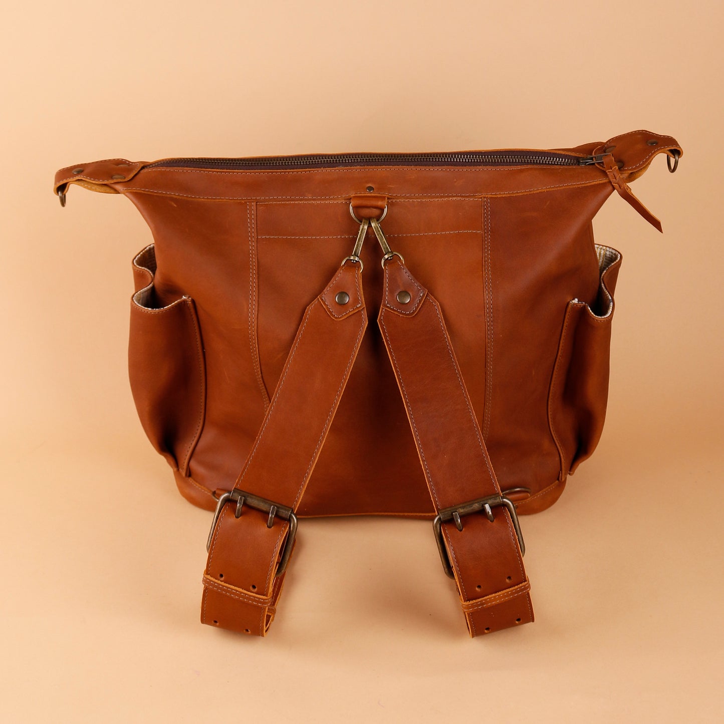 DOUBLE BUCKLE BACKPACK STRAP SET - CAFE