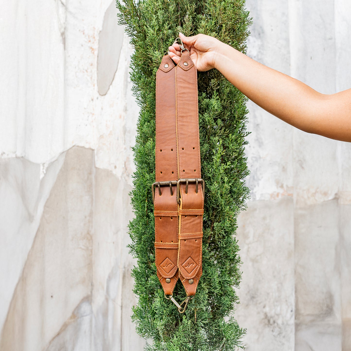 DOUBLE BUCKLE BACKPACK STRAP SET - CAFE