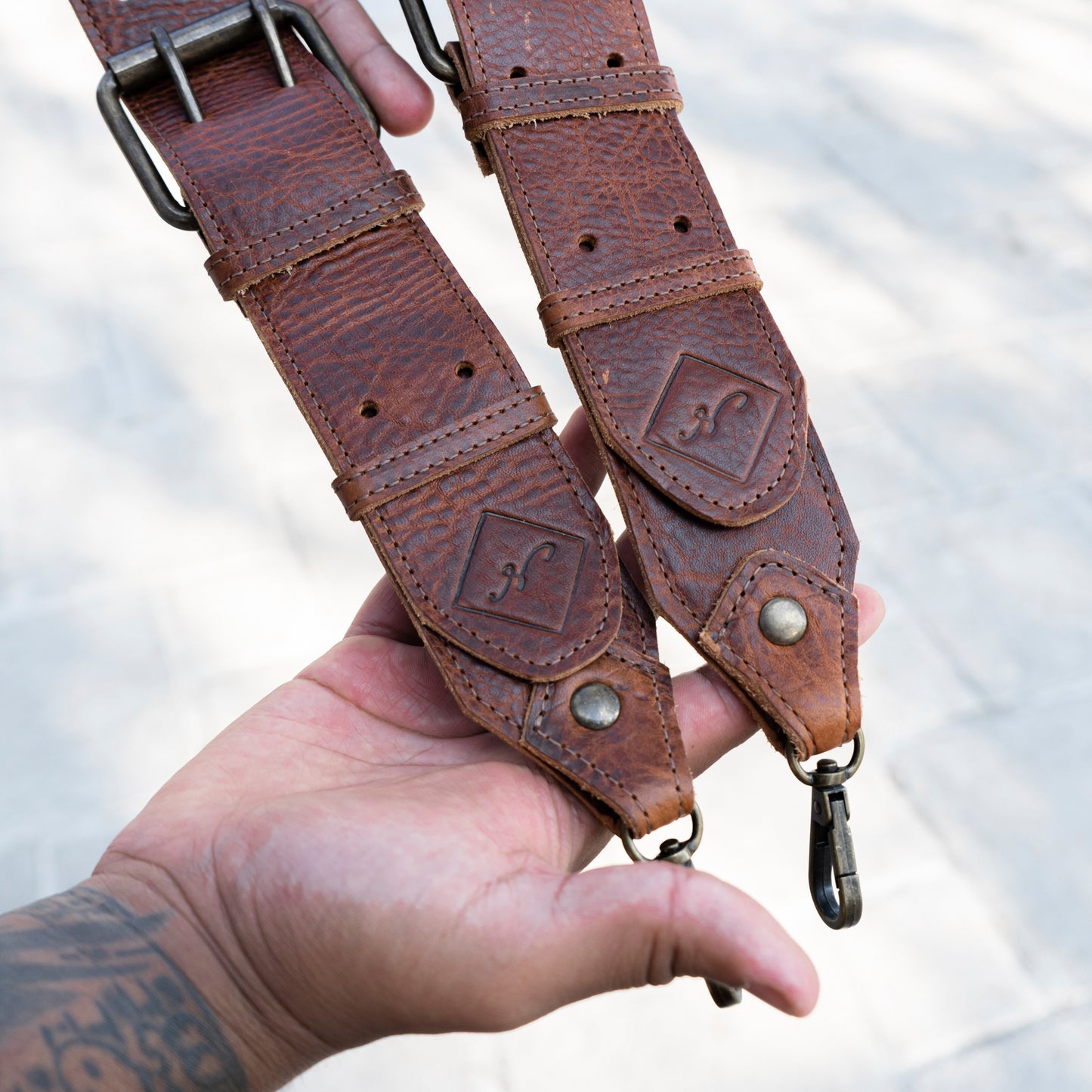 DOUBLE BUCKLE BACKPACK STRAP SET - HONEY