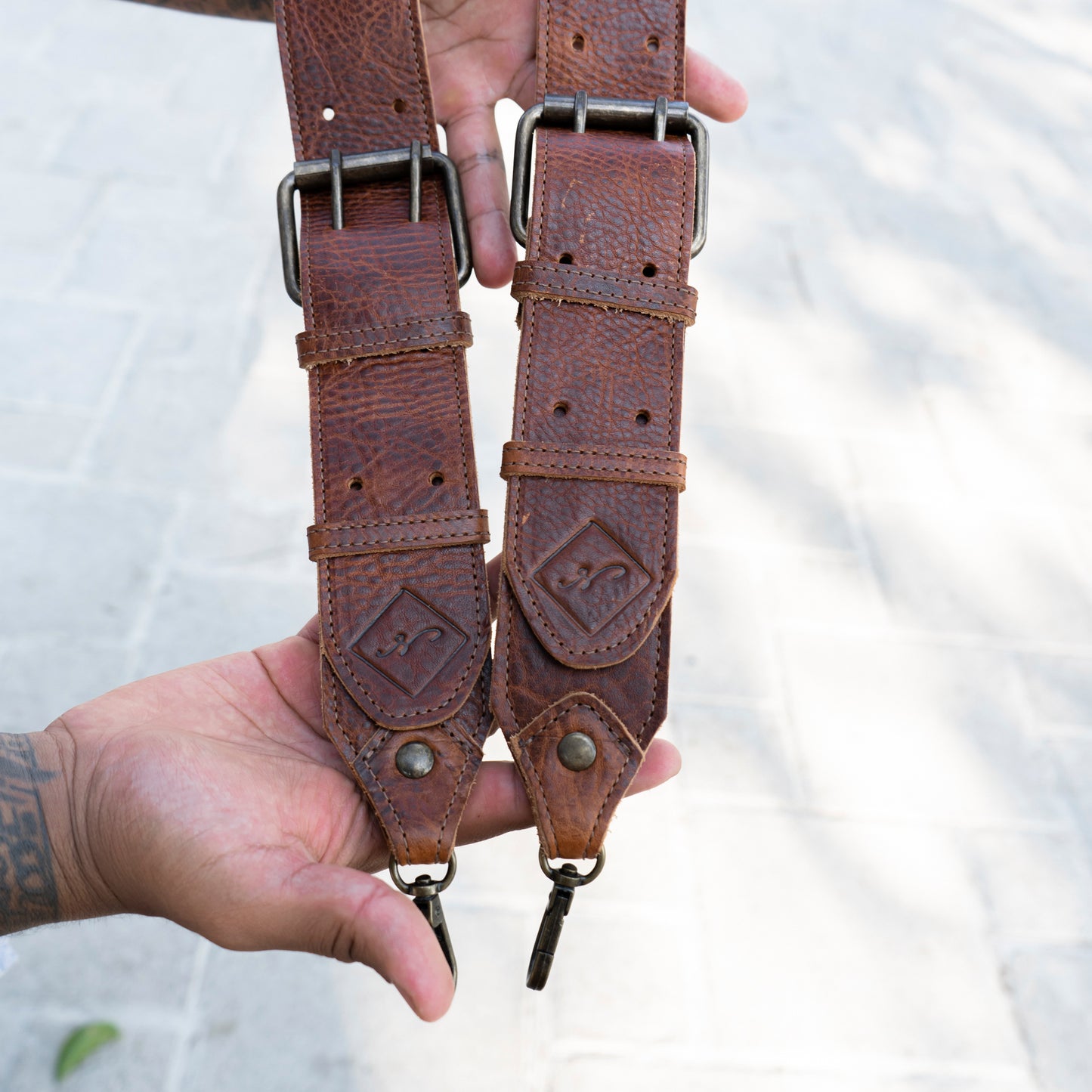 DOUBLE BUCKLE BACKPACK STRAP SET - HONEY