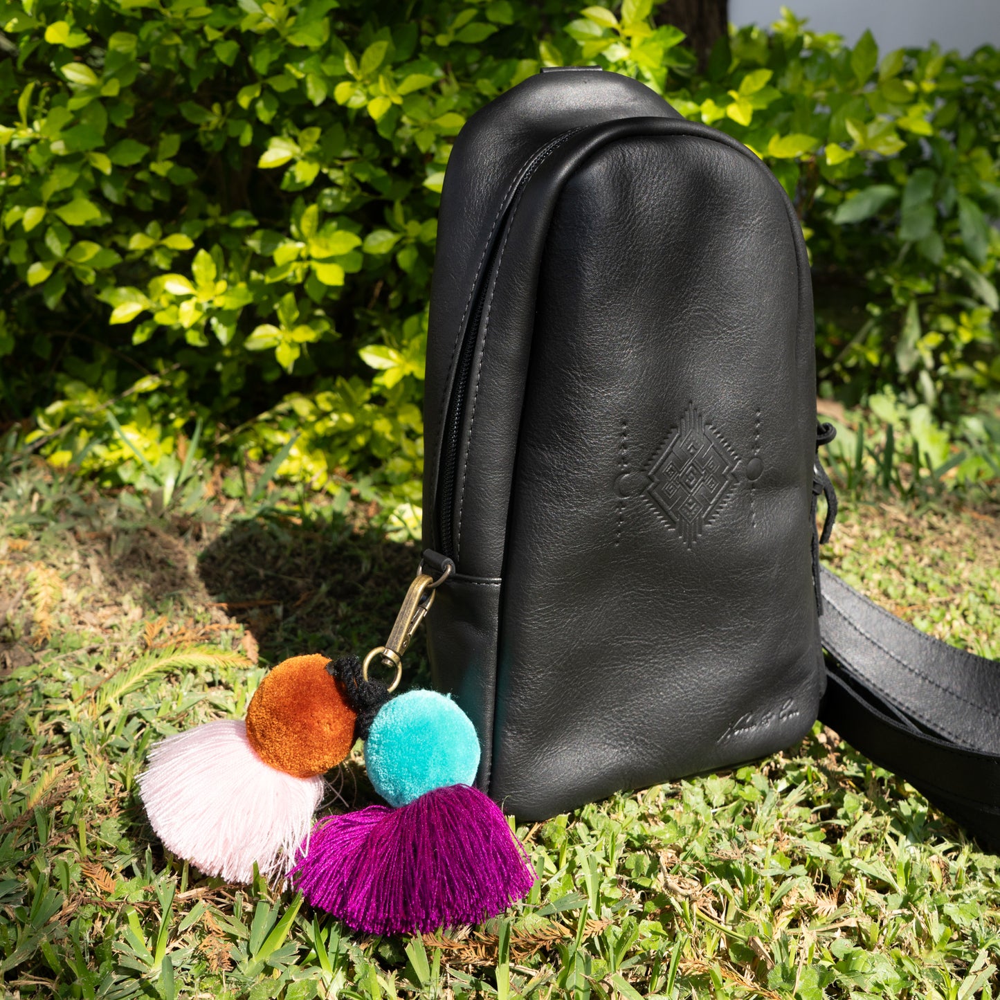DOUBLE POM TASSEL - TEAL & PINK