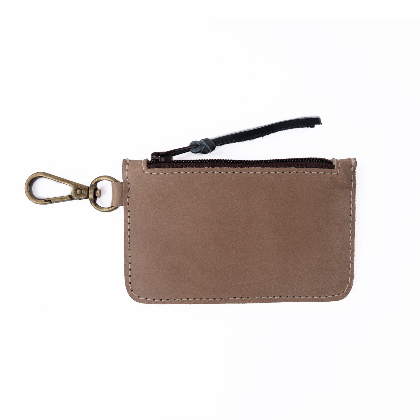 ZIPPED CARD CASE - FULL LEATHER - TAN & SLATE