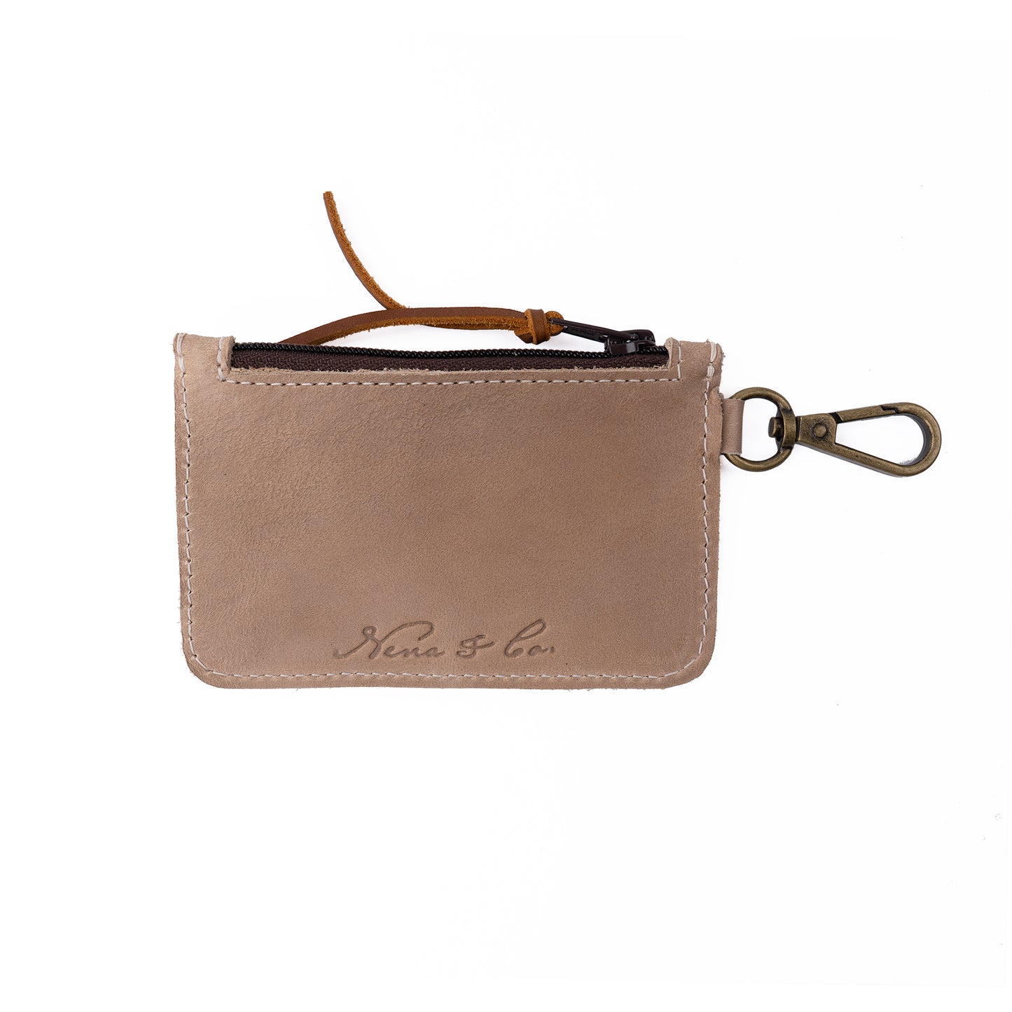 ZIPPED CARD CASE - FULL LEATHER - TAN & CAFE