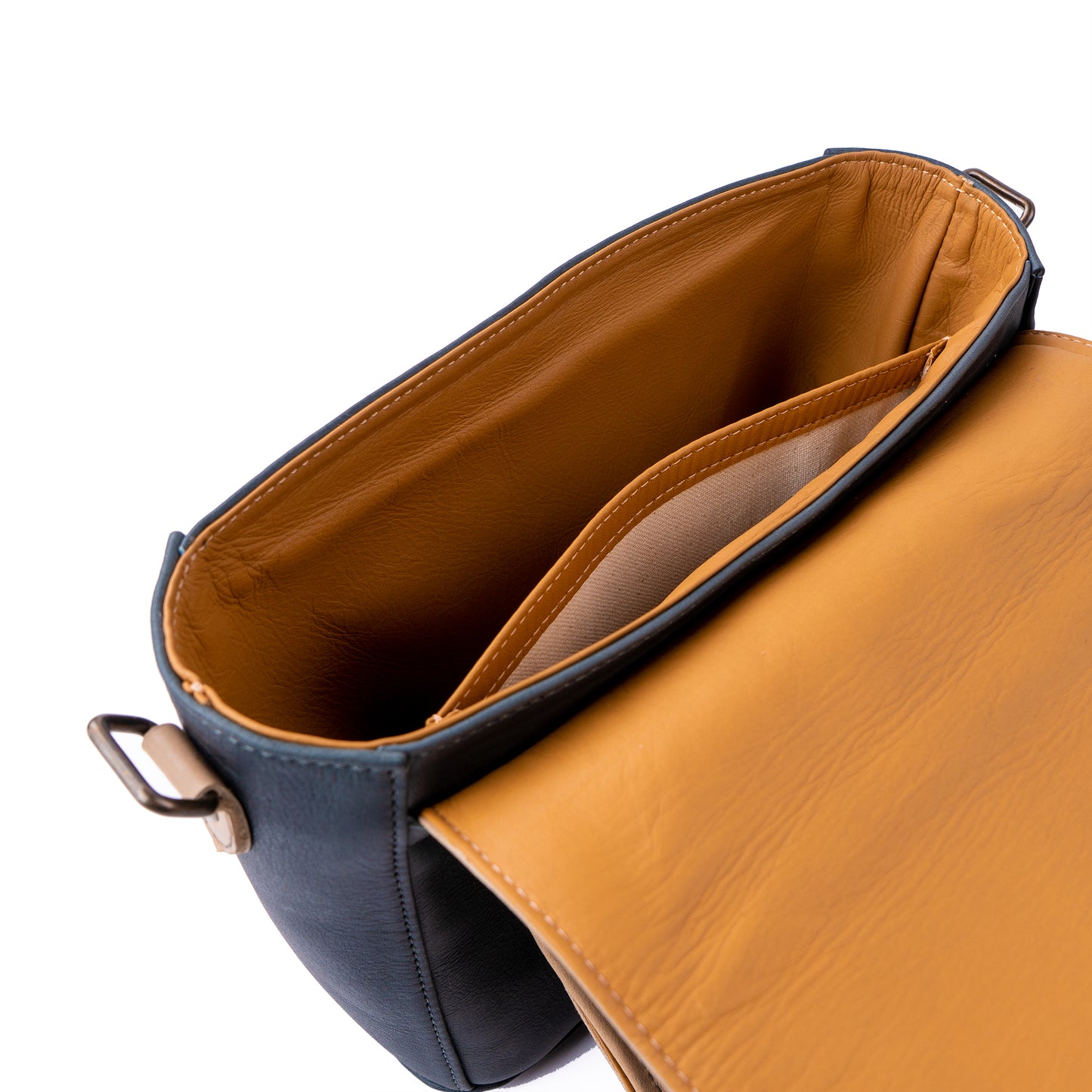 DSLR CAMERA BAG - FULL LEATHER - SLATE & TAN