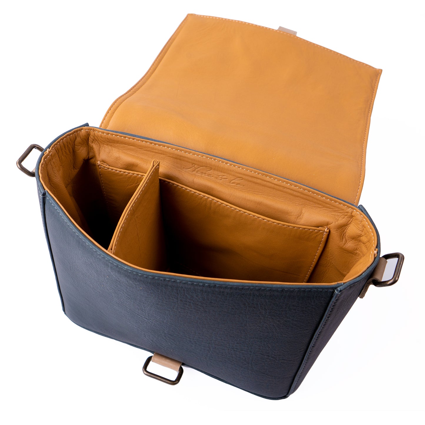 DSLR CAMERA BAG - FULL LEATHER - SLATE & TAN