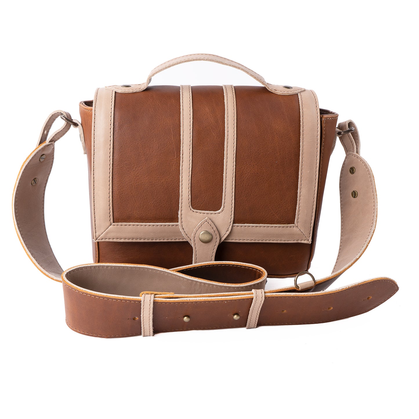 DSLR CAMERA BAG - FULL LEATHER - CAFE & TAN