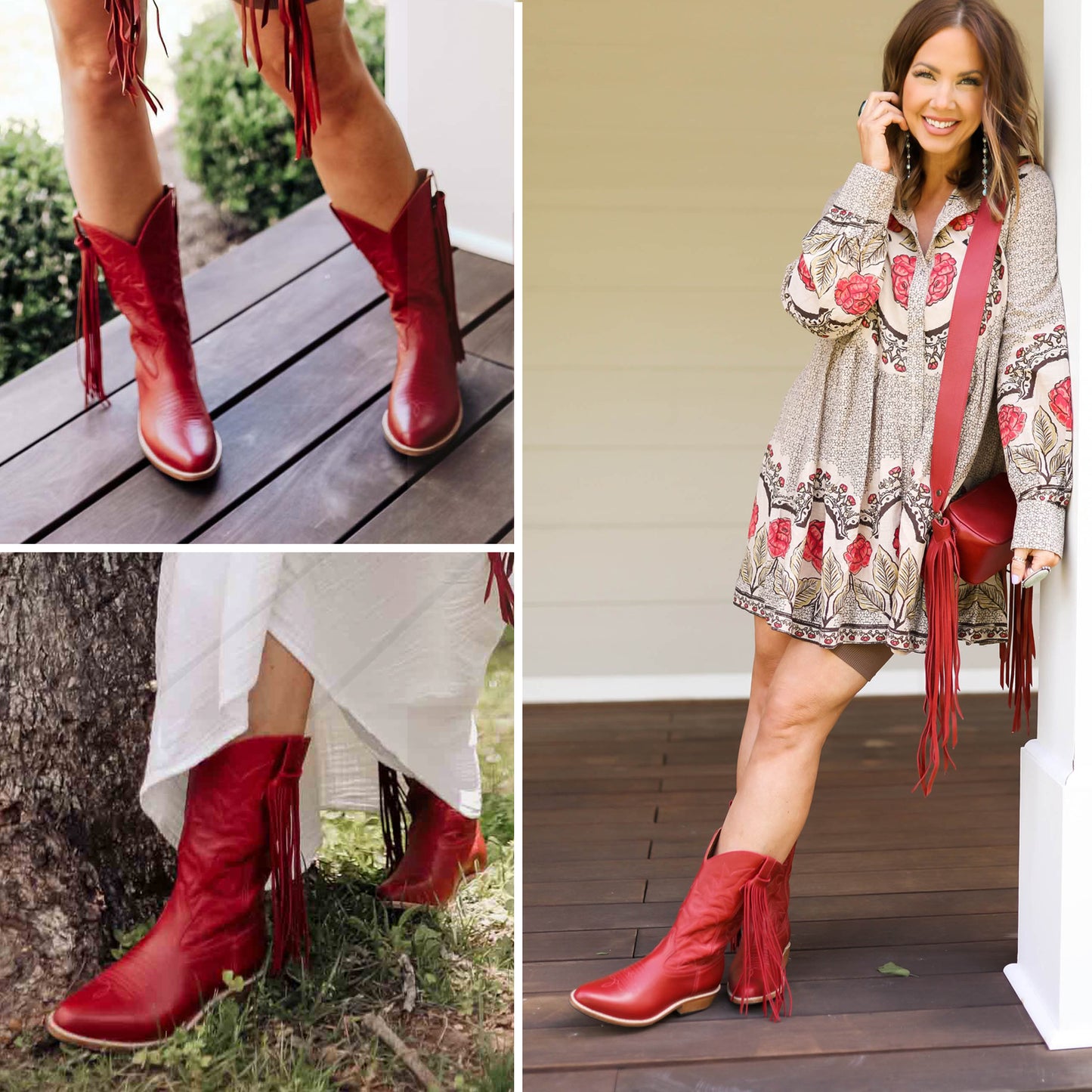 BETSY X NENA - ETTA WESTERN BOOTS - ROUGE