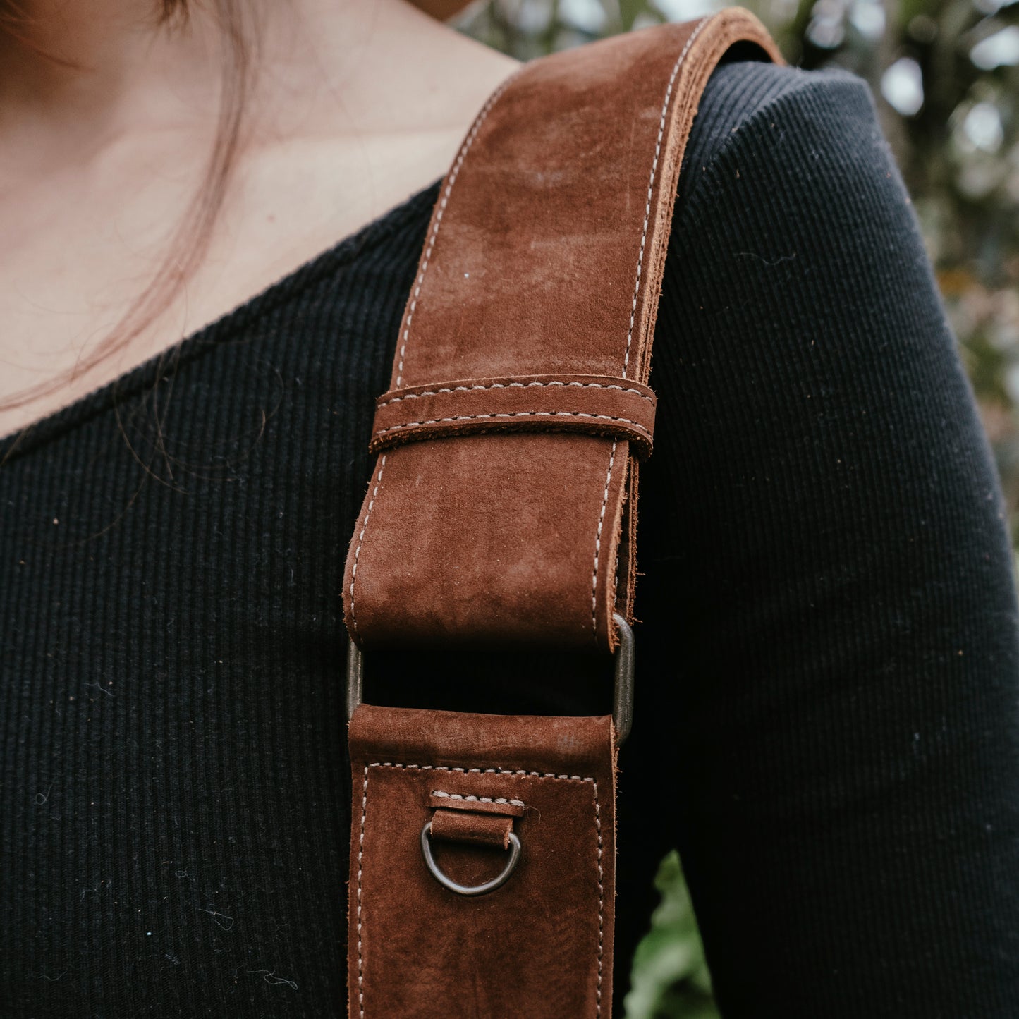 WANDER CROSSBODY BAG + WIDE ADJUSTABLE STRAP SET - FULL LEATHER WITH SHEARLING - NOUBOCK