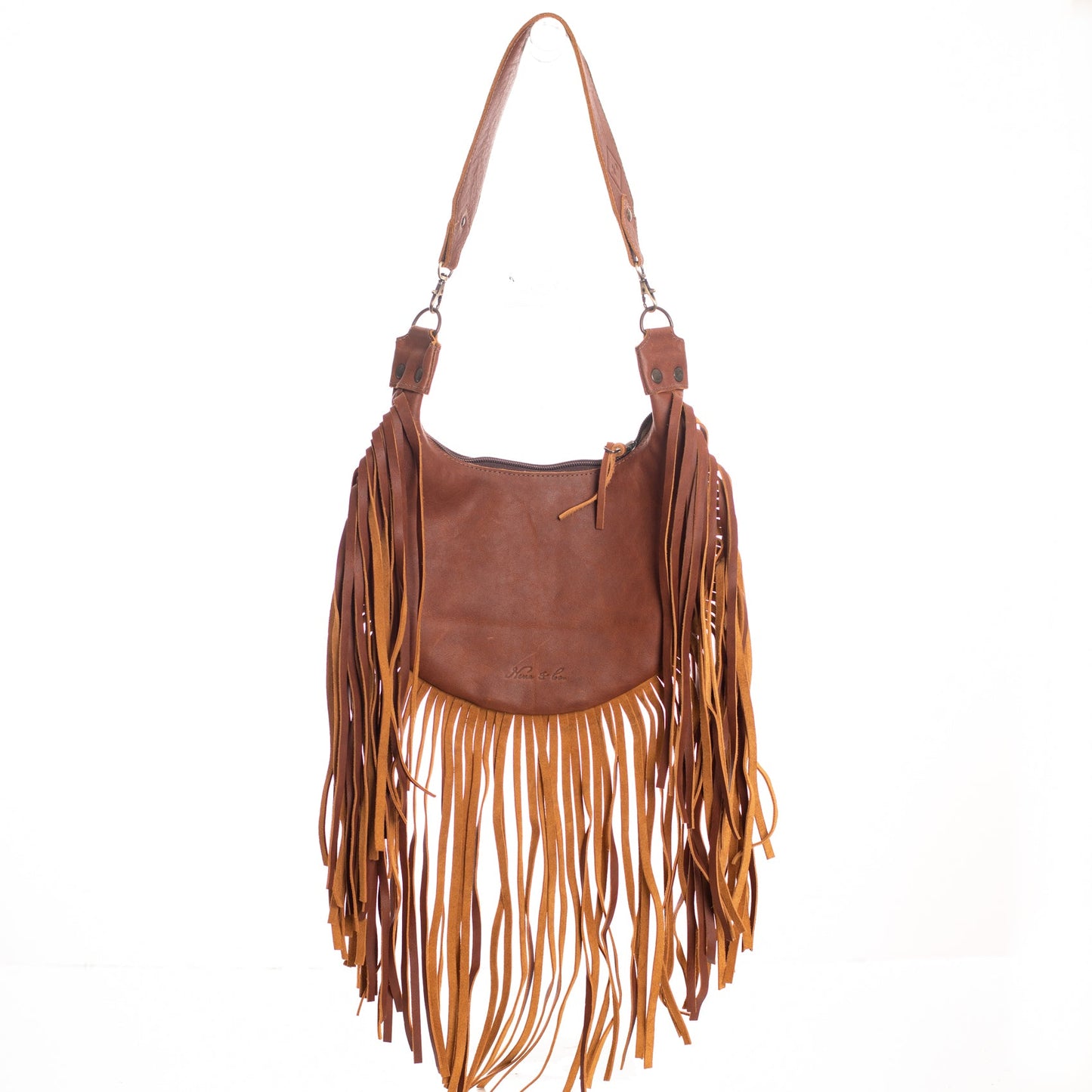ARCHIVE SALE - FRINGE SADDLE BAG - OOAK - CAFE - ITEM NO. 26516