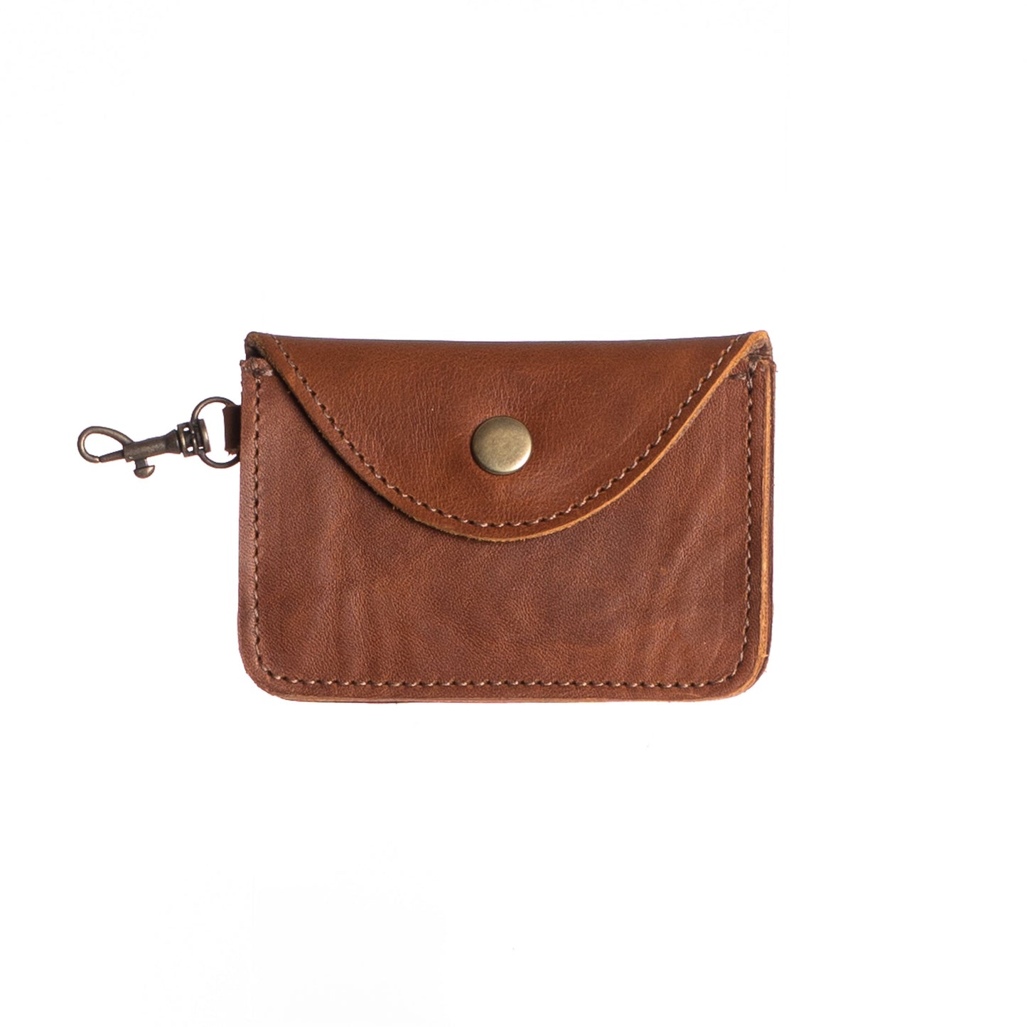 CARD CASE WITH CLASP - FULL LEATHER COLLECTION - CAFE LEATHER