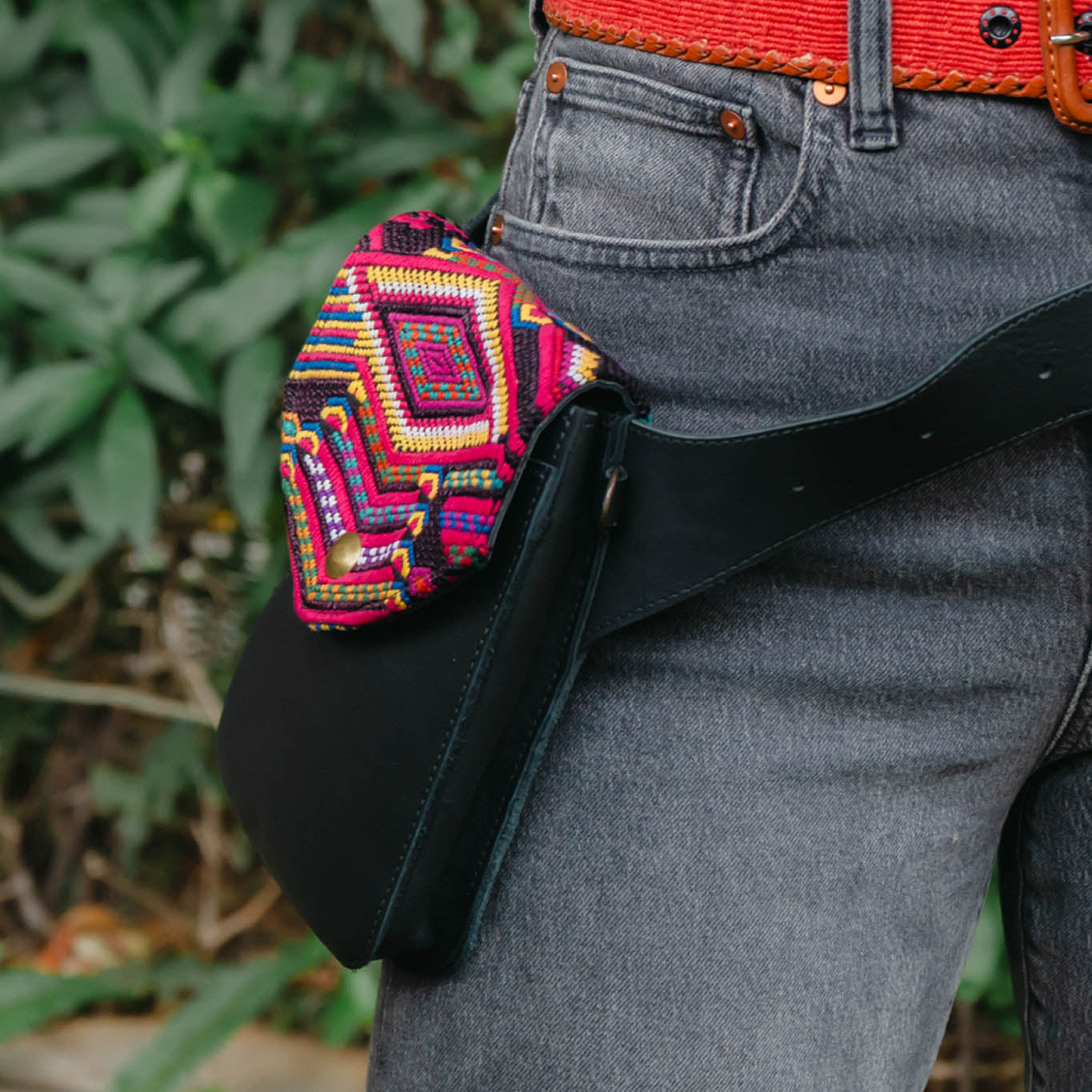 HIP SATCHEL - OOAK HUIPIL - BLACK - NO. 15308