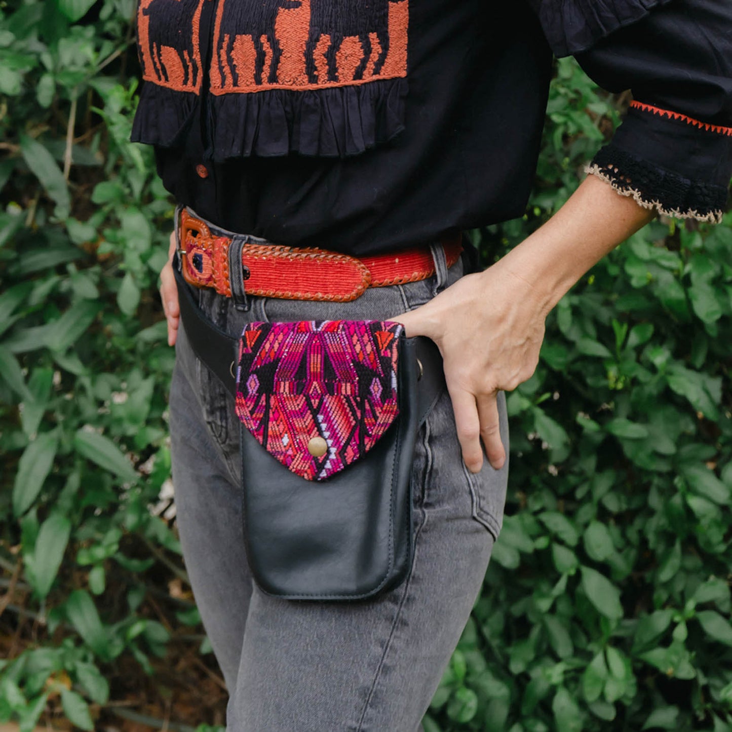 HIP SATCHEL - OOAK HUIPIL - BLACK - NO. 15304
