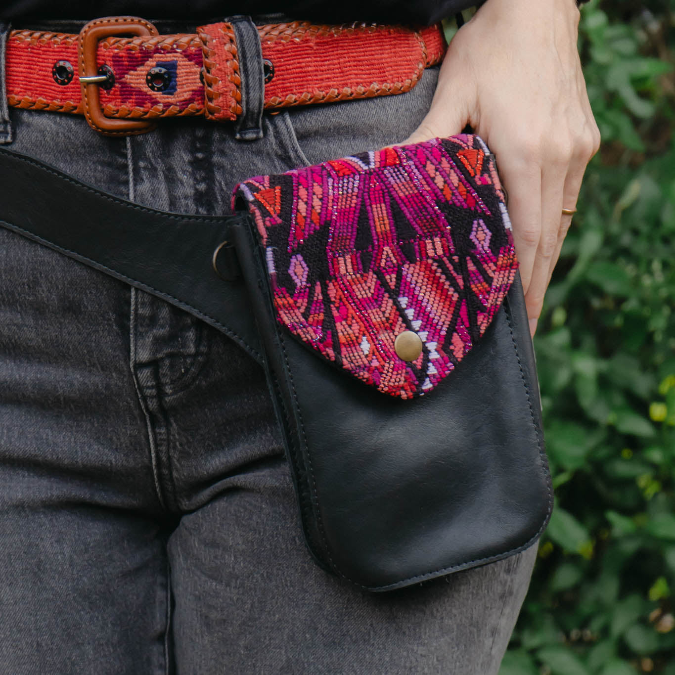HIP SATCHEL - OOAK HUIPIL - BLACK - NO. 15304