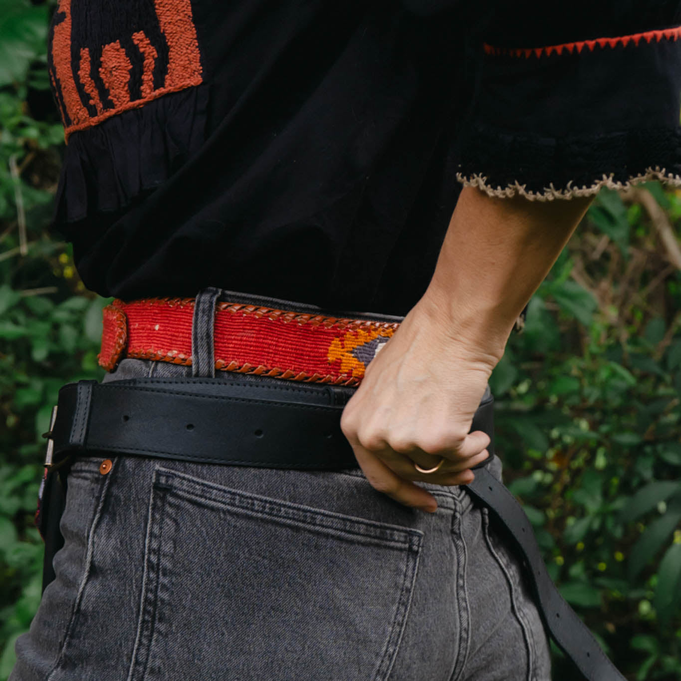 HIP SATCHEL - OOAK HUIPIL - BLACK - NO. 15304