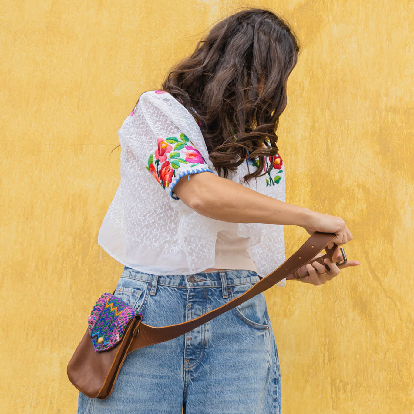 HIP SATCHEL - OOAK HUIPIL - CAFE - NO. 15318