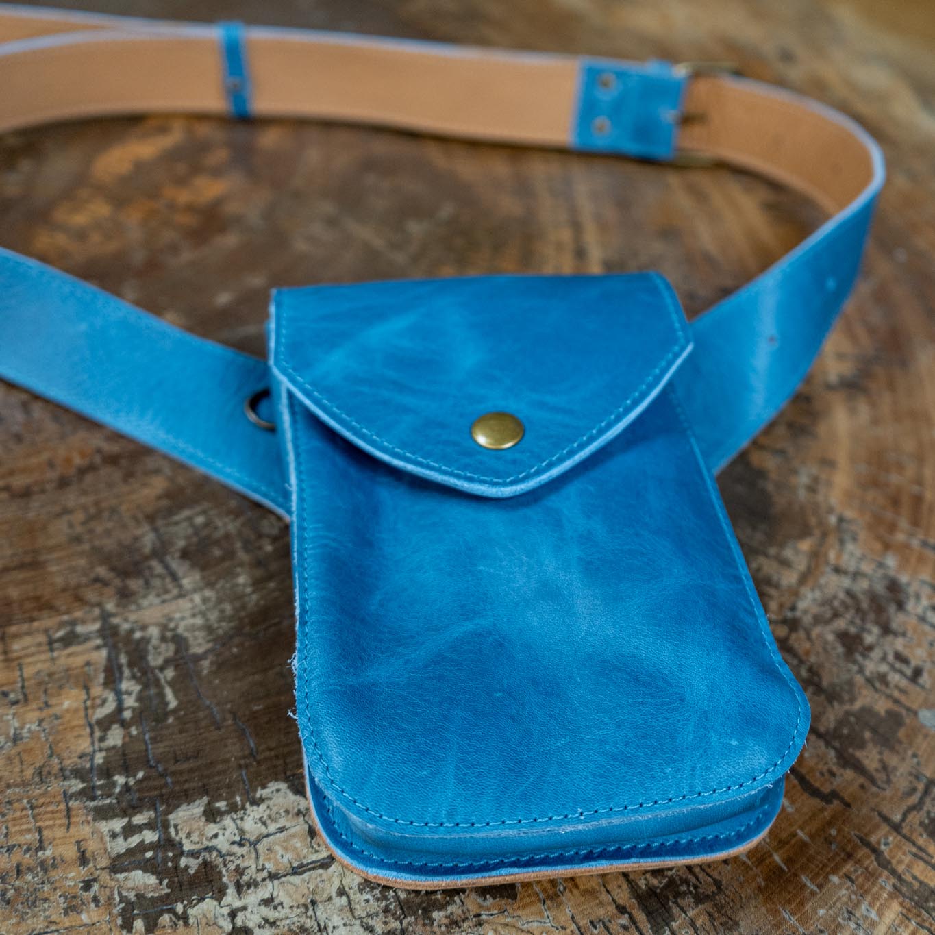HIP SATCHEL - FULL LEATHER - CERULEAN