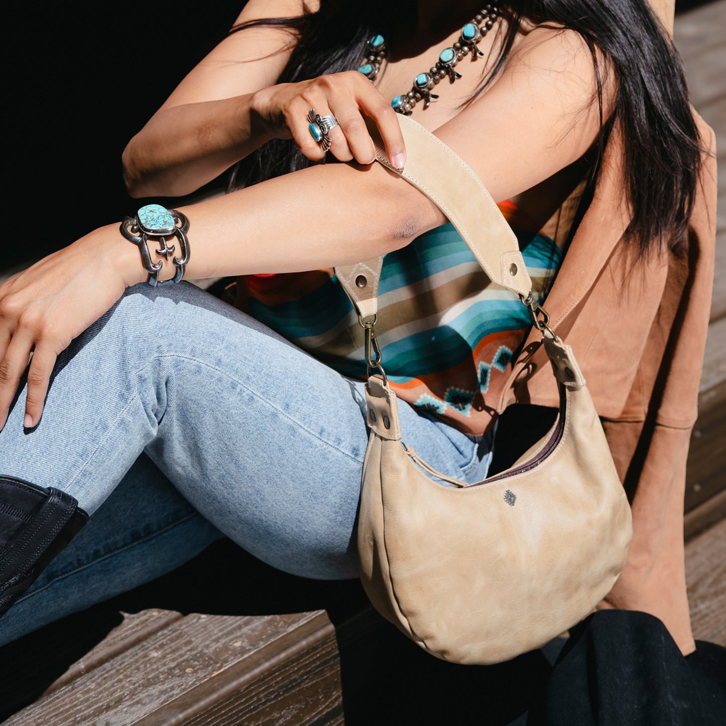 BOHO SADDLE BAG - FULL LEATHER - CAMEL