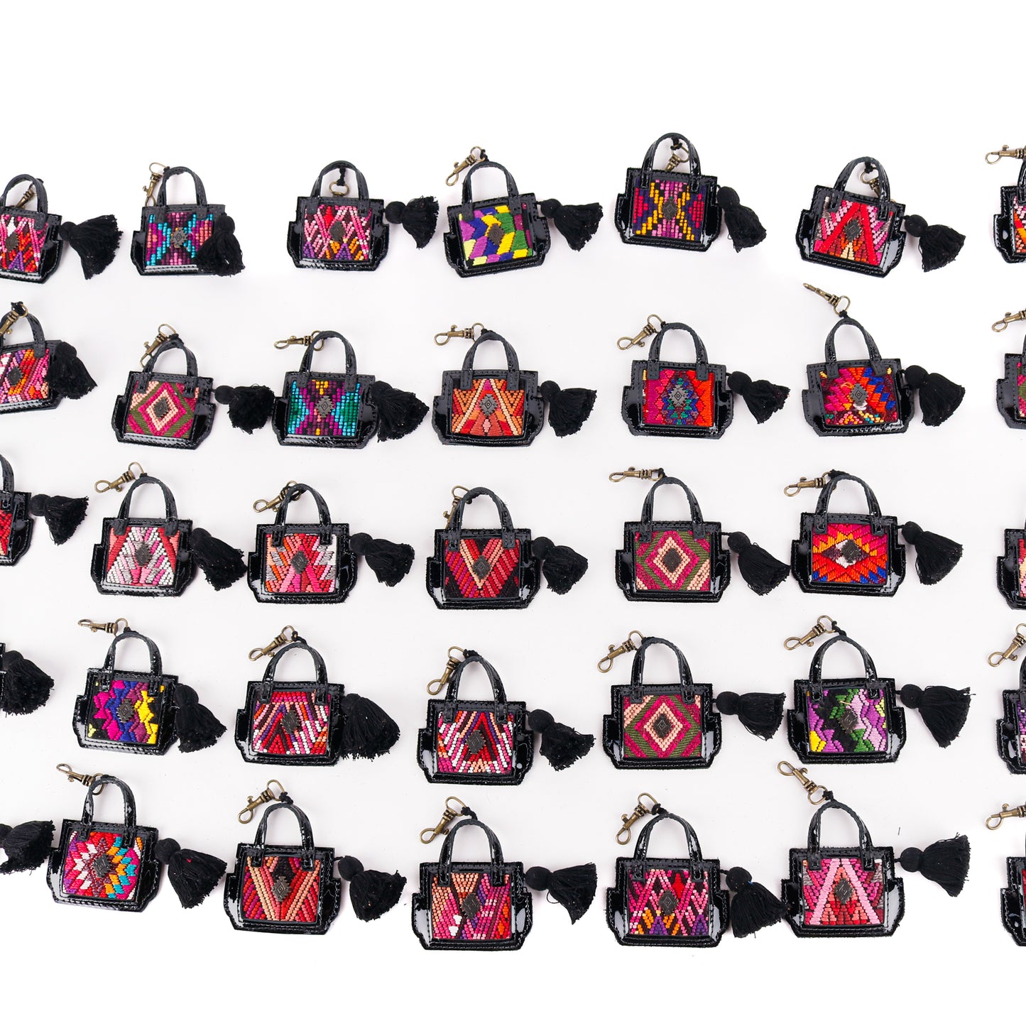 ASSORTED MICRO BAG CHARM - OOAK HUIPIL - PATENT BLACK LEATHER