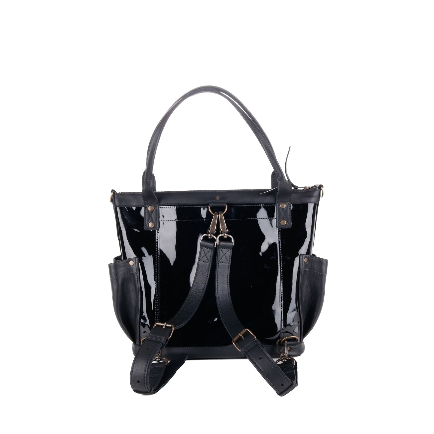 THE PERFECT BAG MEDIUM - FULL LEATHER - PATENT BLACK