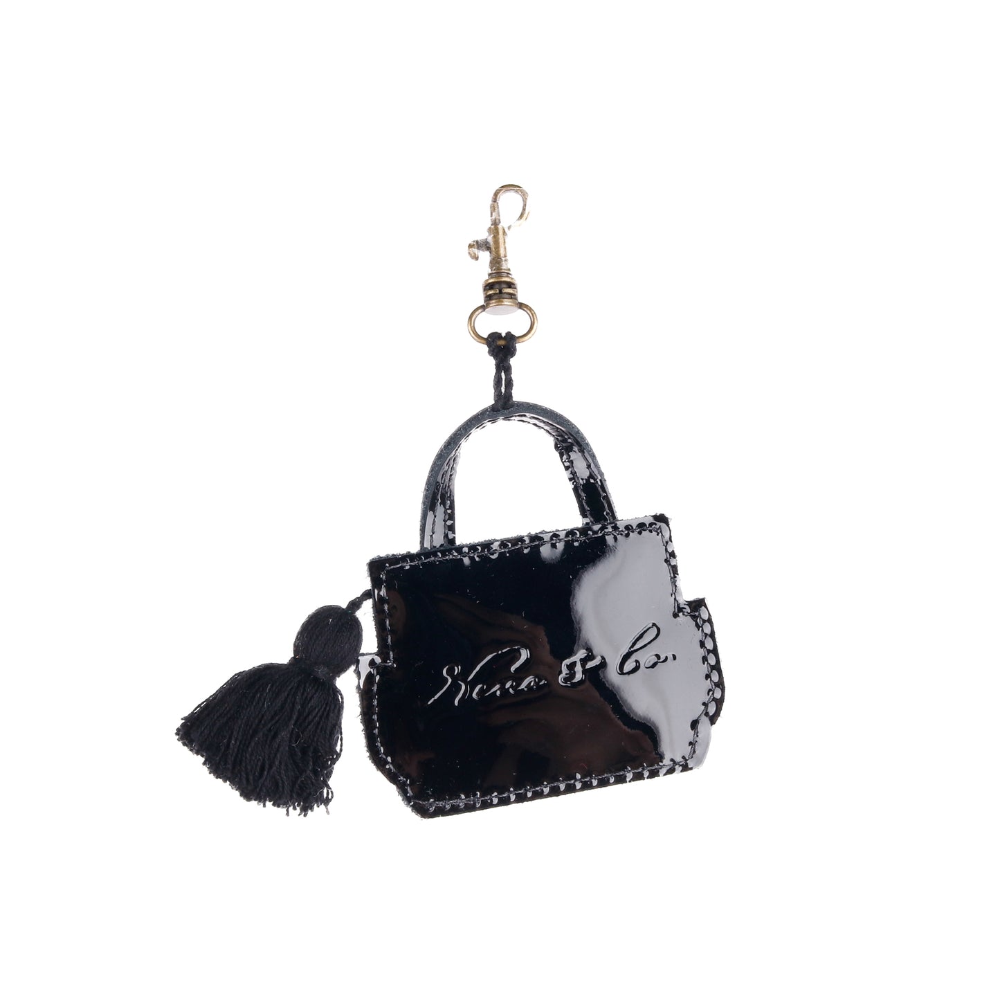 ASSORTED MICRO BAG CHARM - OOAK HUIPIL - PATENT BLACK LEATHER