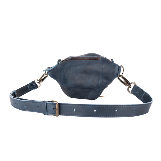 FANCY POUCH - FULL LEATHER - NAVY