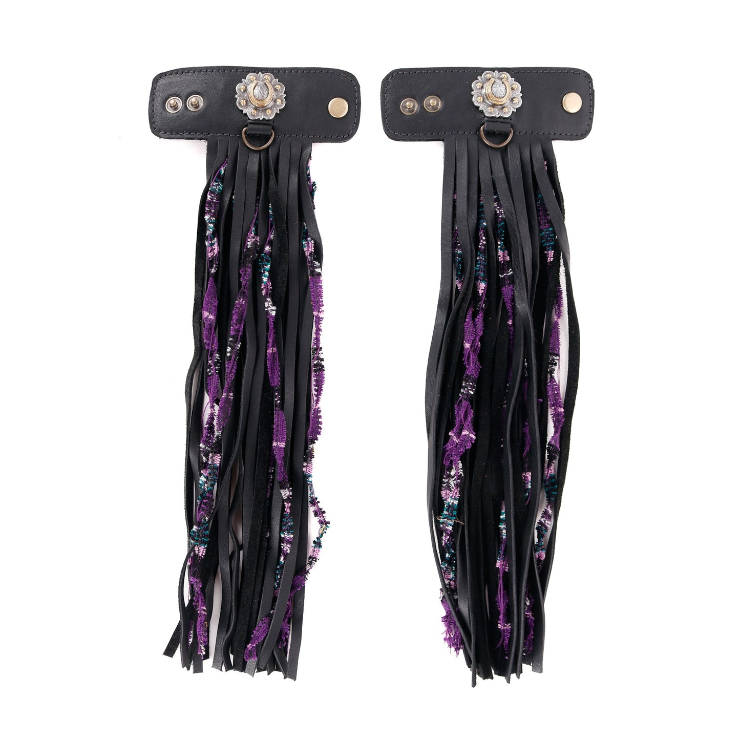 LAYERED TASSEL SET - FLORAL HORSESHOE - BLACK