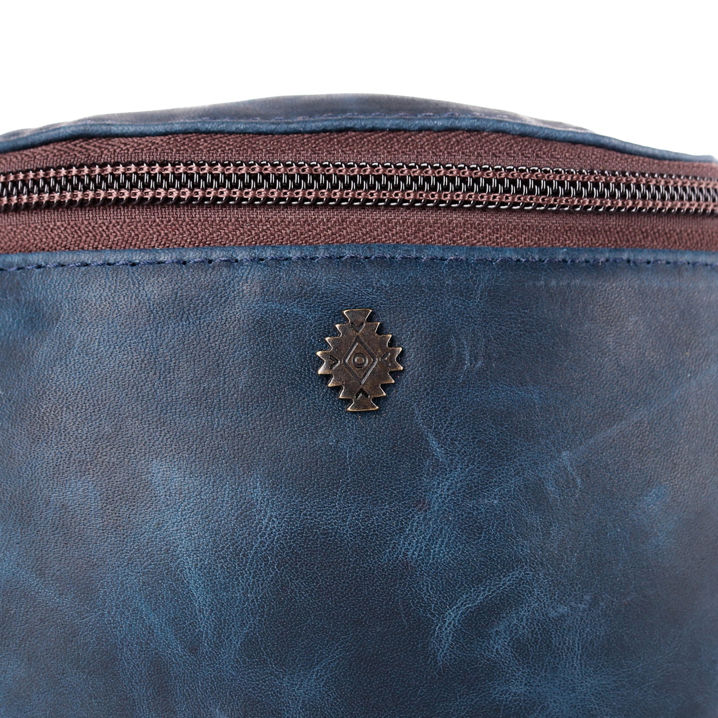 FANCY POUCH - FULL LEATHER - NAVY