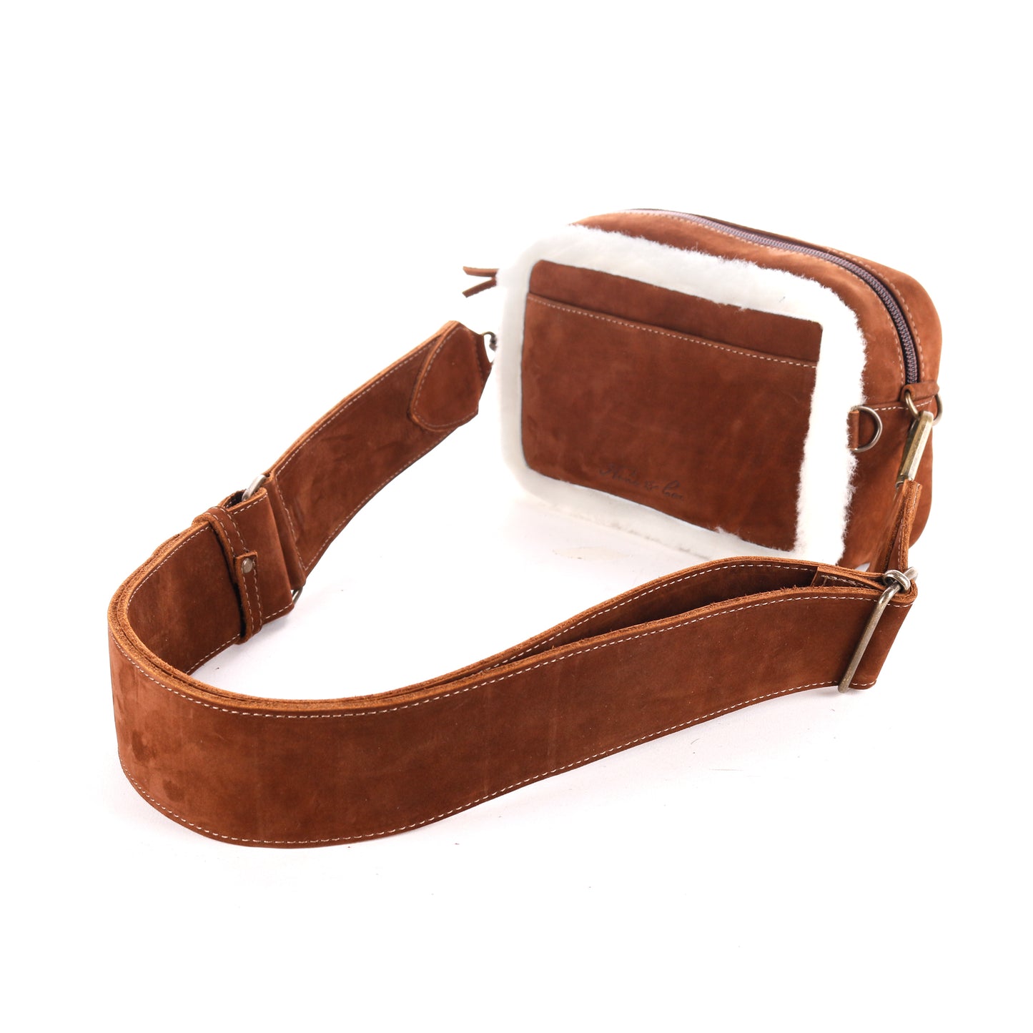 WANDER CROSSBODY BAG + WIDE ADJUSTABLE STRAP SET - FULL LEATHER WITH SHEARLING - NOUBOCK