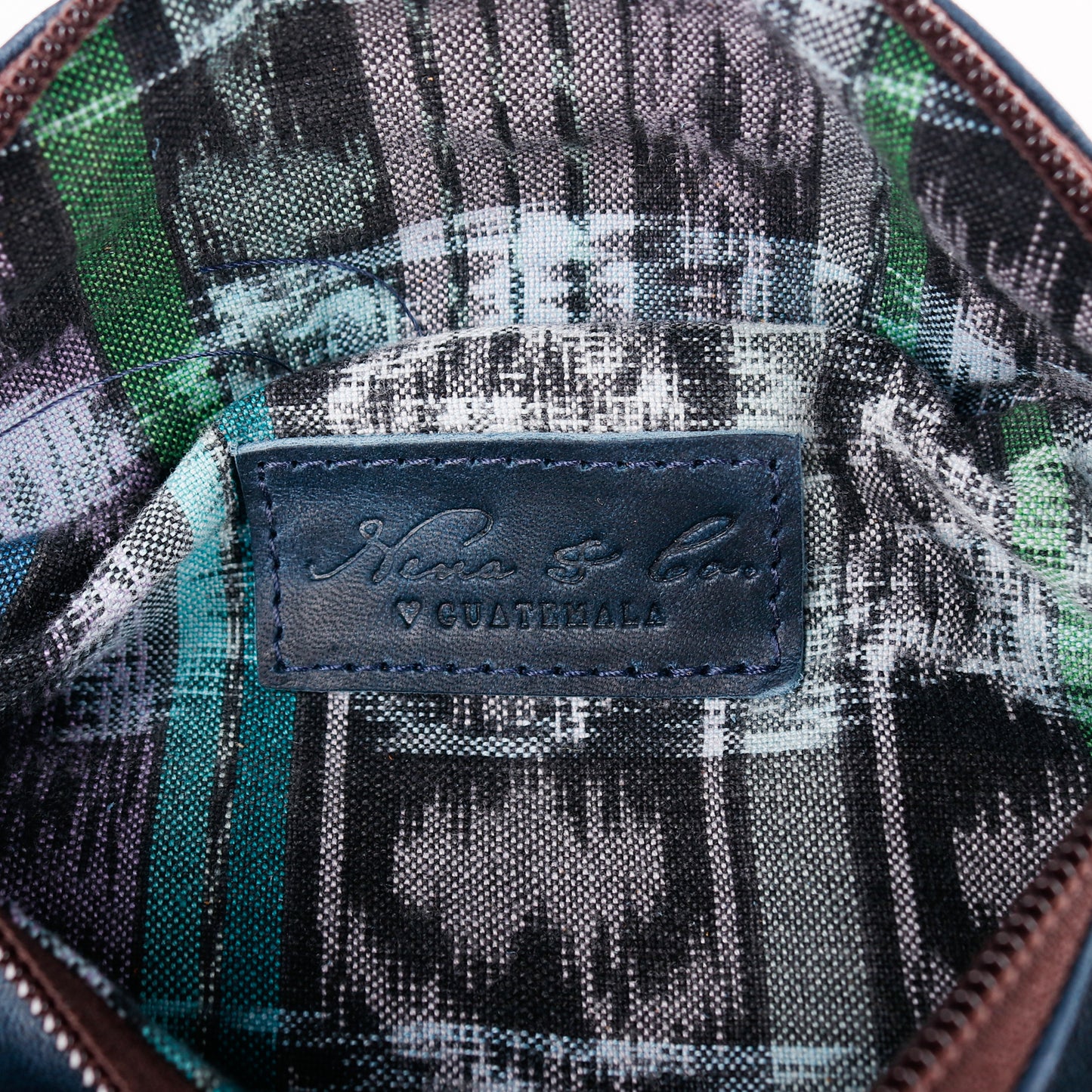 FANCY POUCH - FULL LEATHER - NAVY