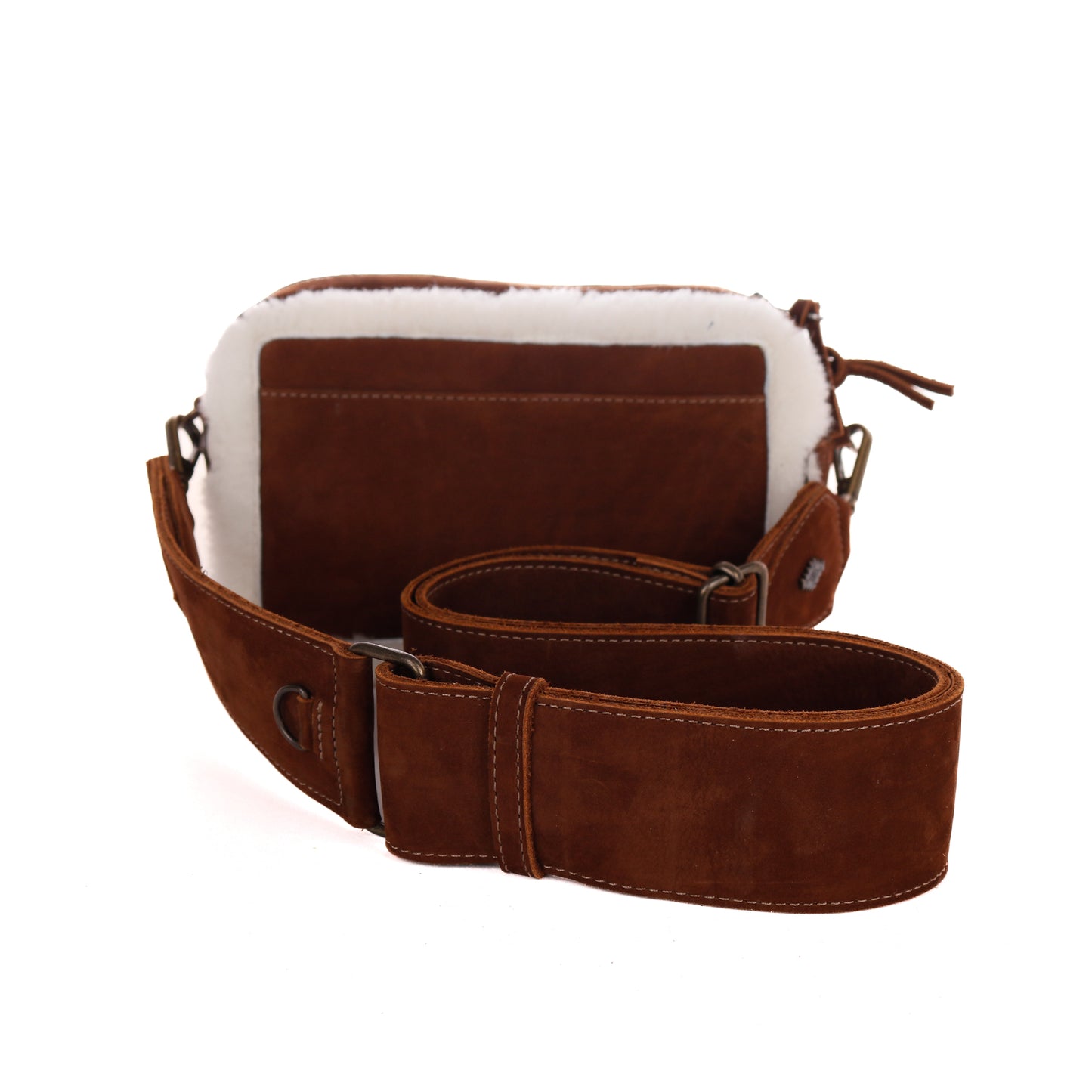 WANDER CROSSBODY BAG + WIDE ADJUSTABLE STRAP SET - FULL LEATHER WITH SHEARLING - NOUBOCK