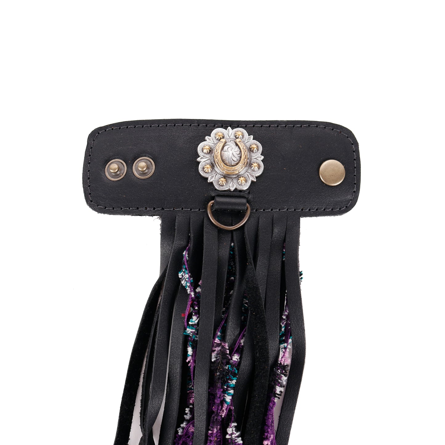 LAYERED TASSEL SET - FLORAL HORSESHOE - BLACK