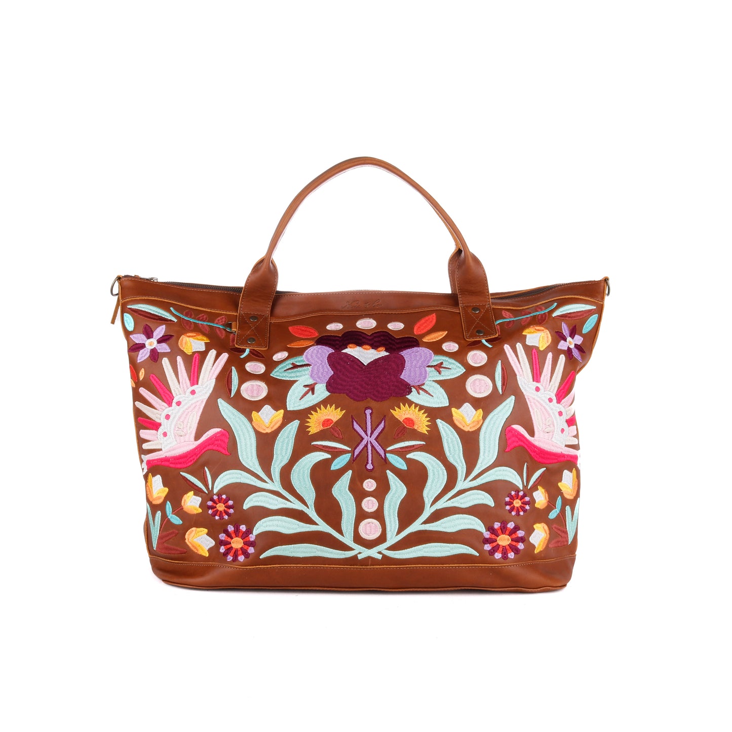 PERFECT WEEKENDER - 10 YEAR ANNIVERSARY - EMBROIDERED LEATHER - PINK - CAFE