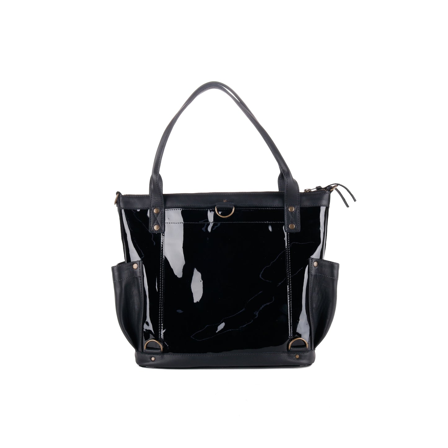 THE PERFECT BAG MEDIUM - FULL LEATHER - PATENT BLACK