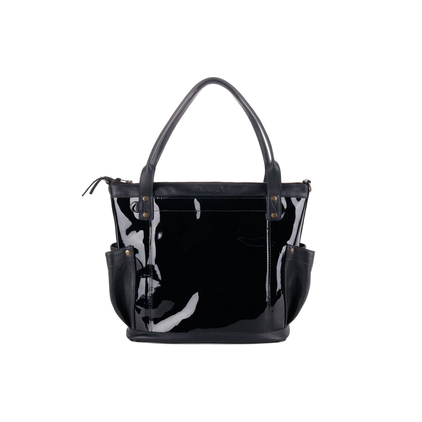 THE PERFECT BAG MEDIUM - FULL LEATHER - PATENT BLACK