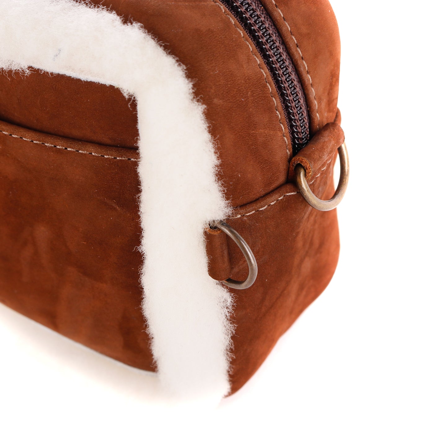 WANDER CROSSBODY BAG + WIDE ADJUSTABLE STRAP SET - FULL LEATHER WITH SHEARLING - NOUBOCK