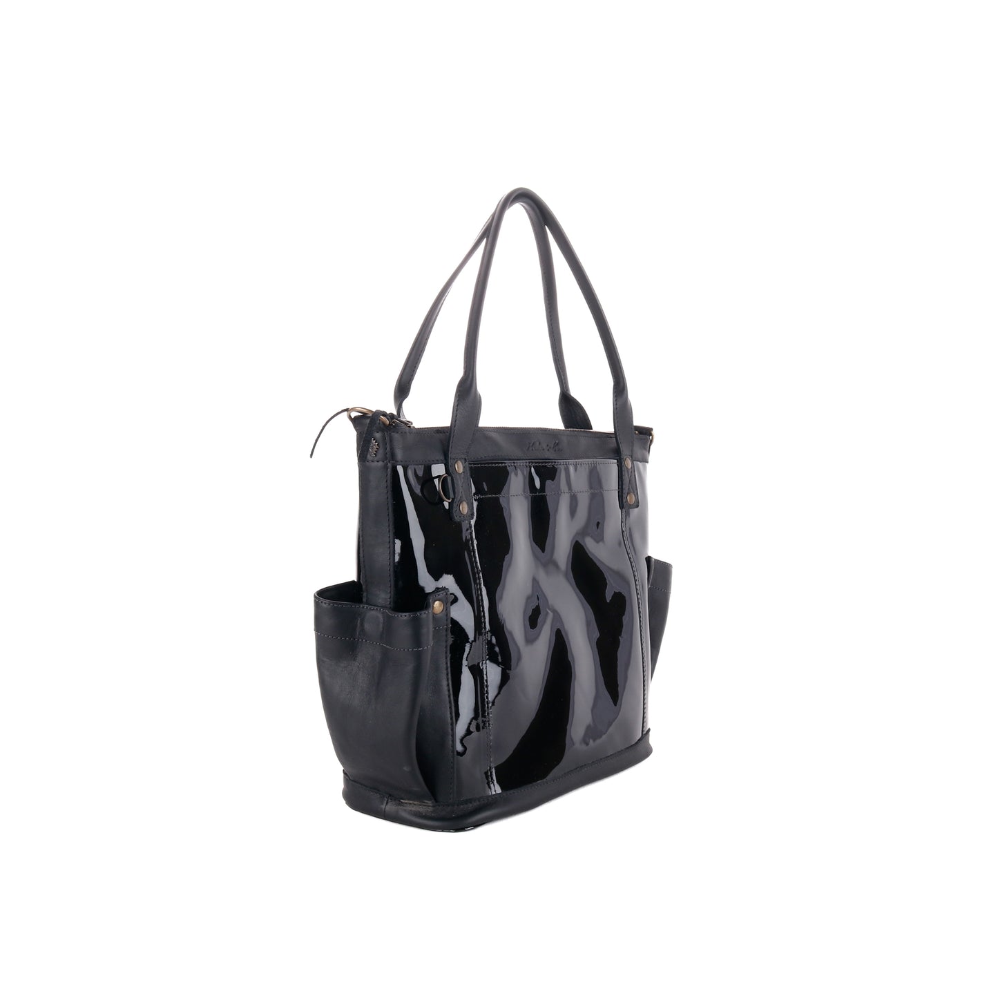 THE PERFECT BAG MEDIUM - FULL LEATHER - PATENT BLACK