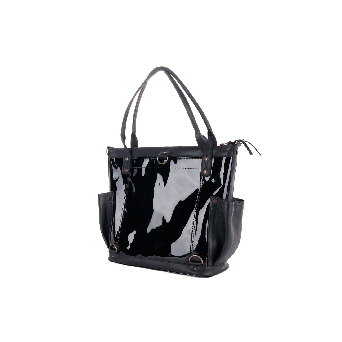 THE PERFECT BAG MEDIUM - FULL LEATHER - PATENT BLACK