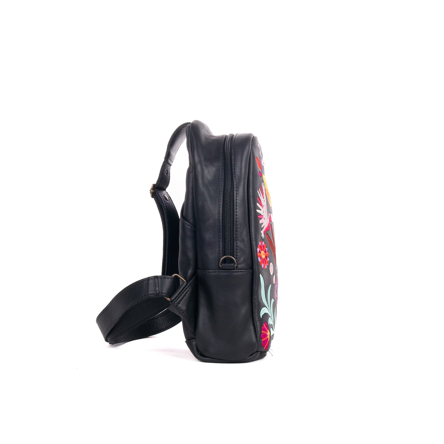 CROSSBODY SLING - 10 YEAR ANNIVERSARY - EMBROIDERED LEATHER IN PINK - BLACK