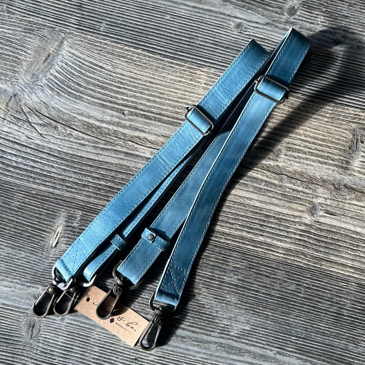 LEATHER BACKPACK STRAP SET - CERULEAN