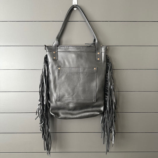PERFECT FRINGE TOTE - OOAK HUIPIL - BLACK - NO. 24162
