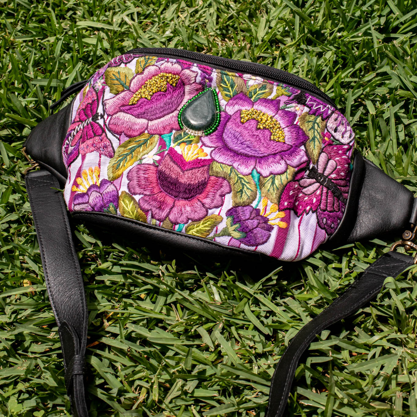 EL DON MANNY PACK WITH JADE - OOAK HUIPIL - BLACK - NO. 16724